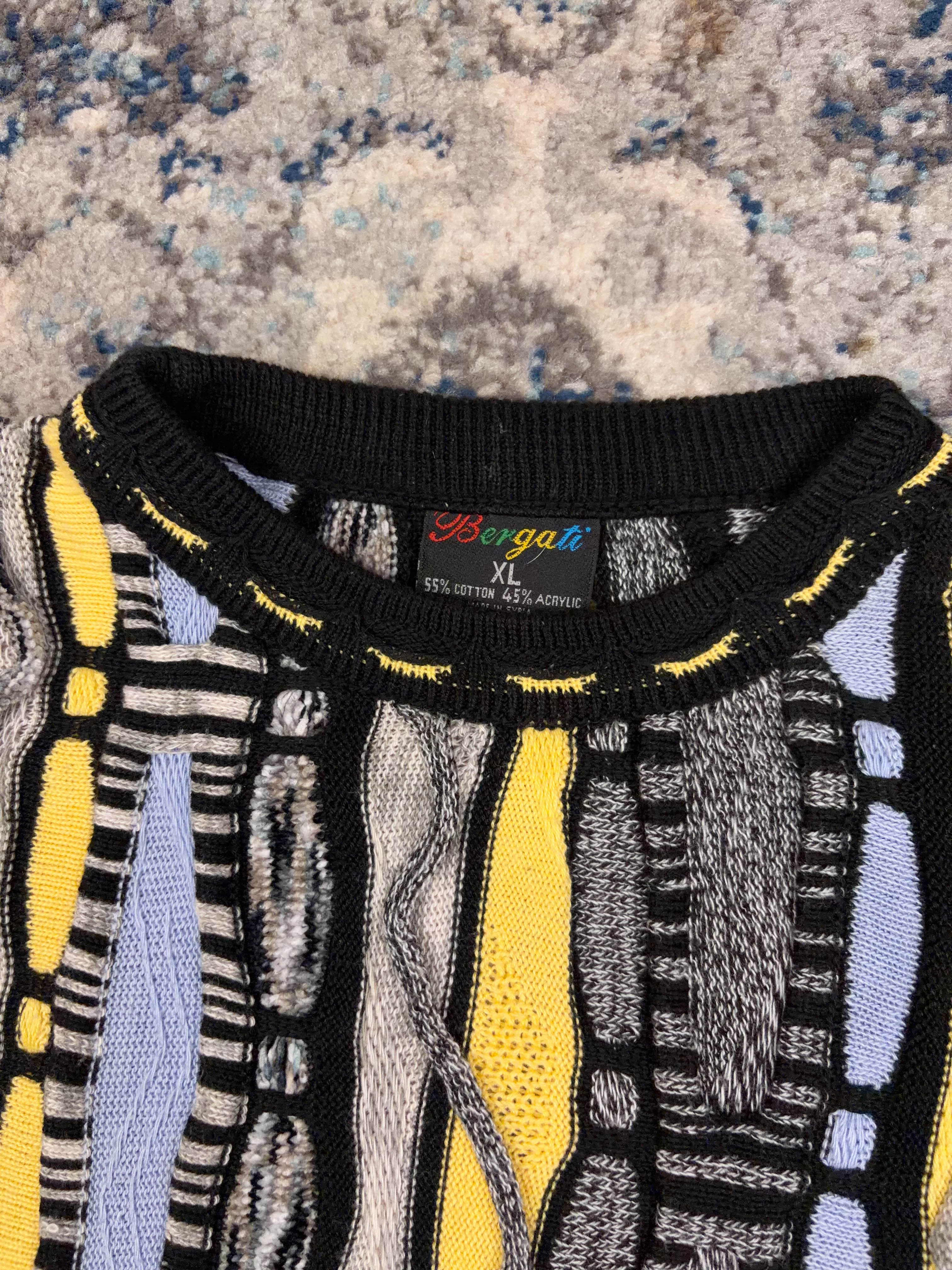 Vintage Bergati 3D Knit Abstract Patter Knit Sweater Size XL