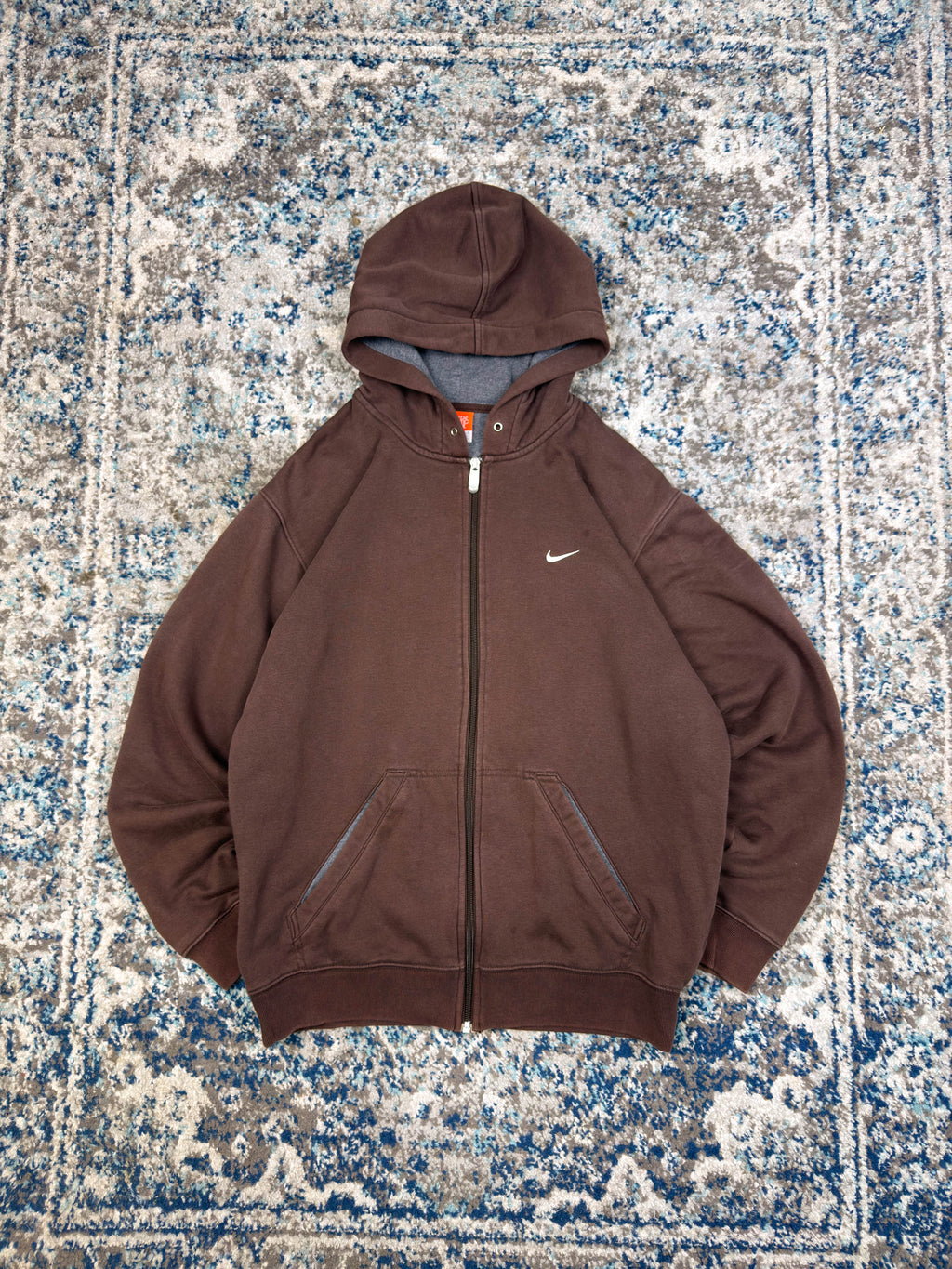 Vintage Nike Embroidered Mini Swoosh Full Zip Sweatshirt Size Medium