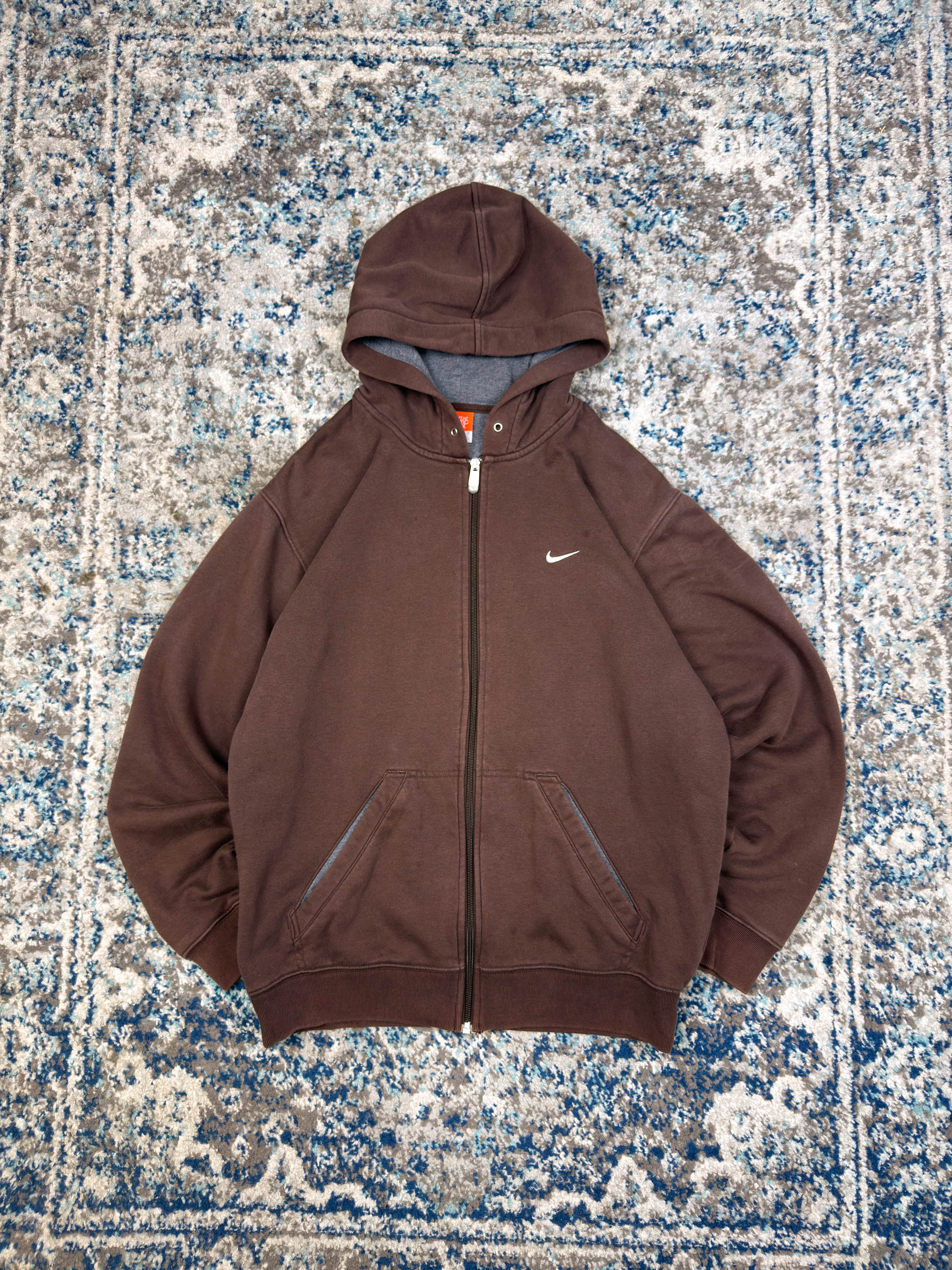 Vintage Nike Embroidered Mini Swoosh Full Zip Sweatshirt Size Medium
