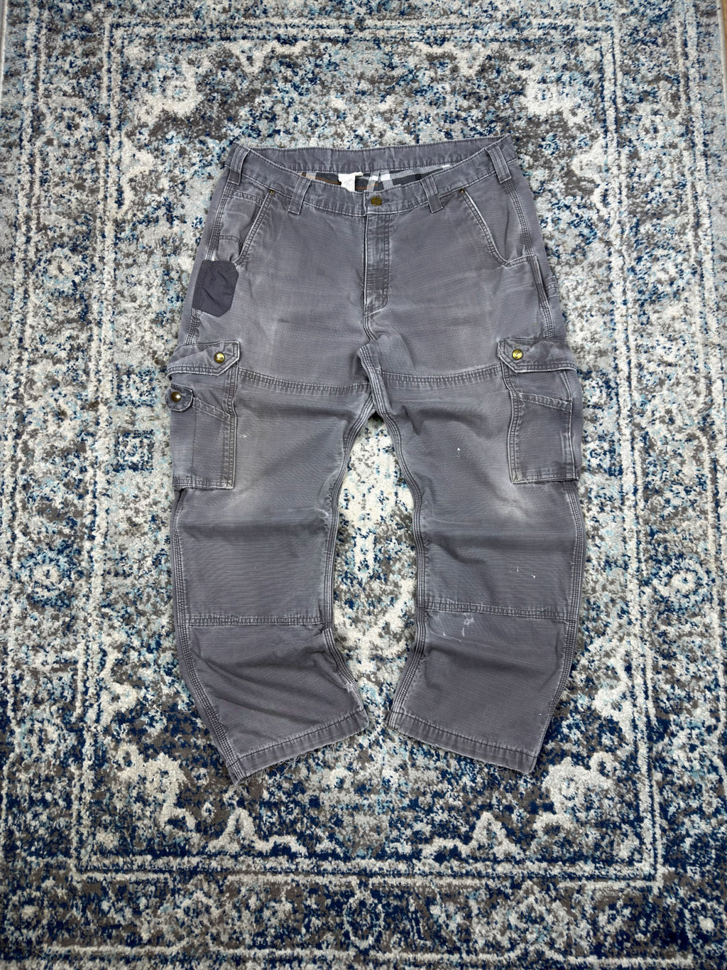 Vintage Carhartt Plaid Lined Ripstop Canvas Cargo Pants Size 37