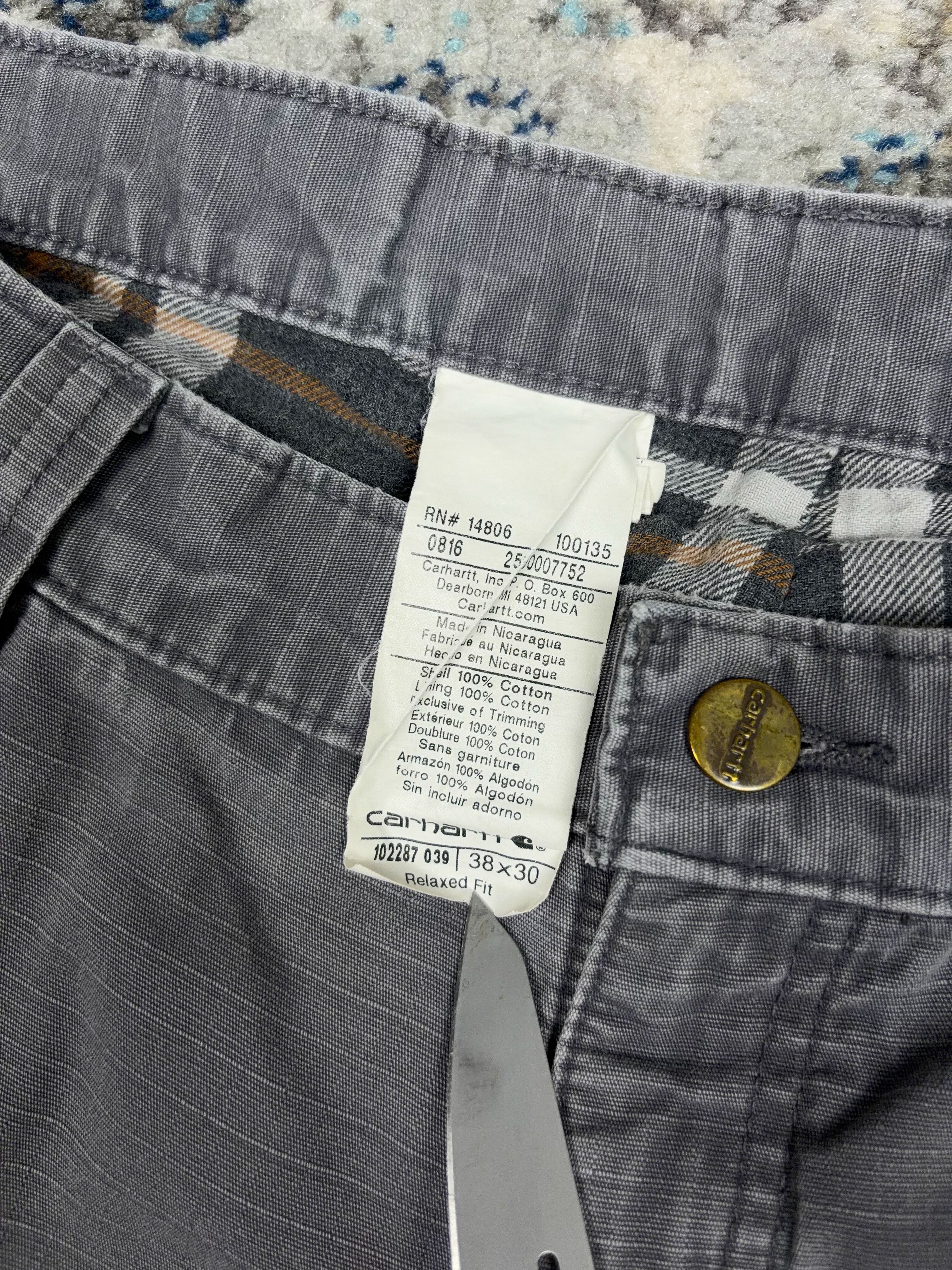 Vintage Carhartt Plaid Lined Ripstop Canvas Cargo Pants Size 37