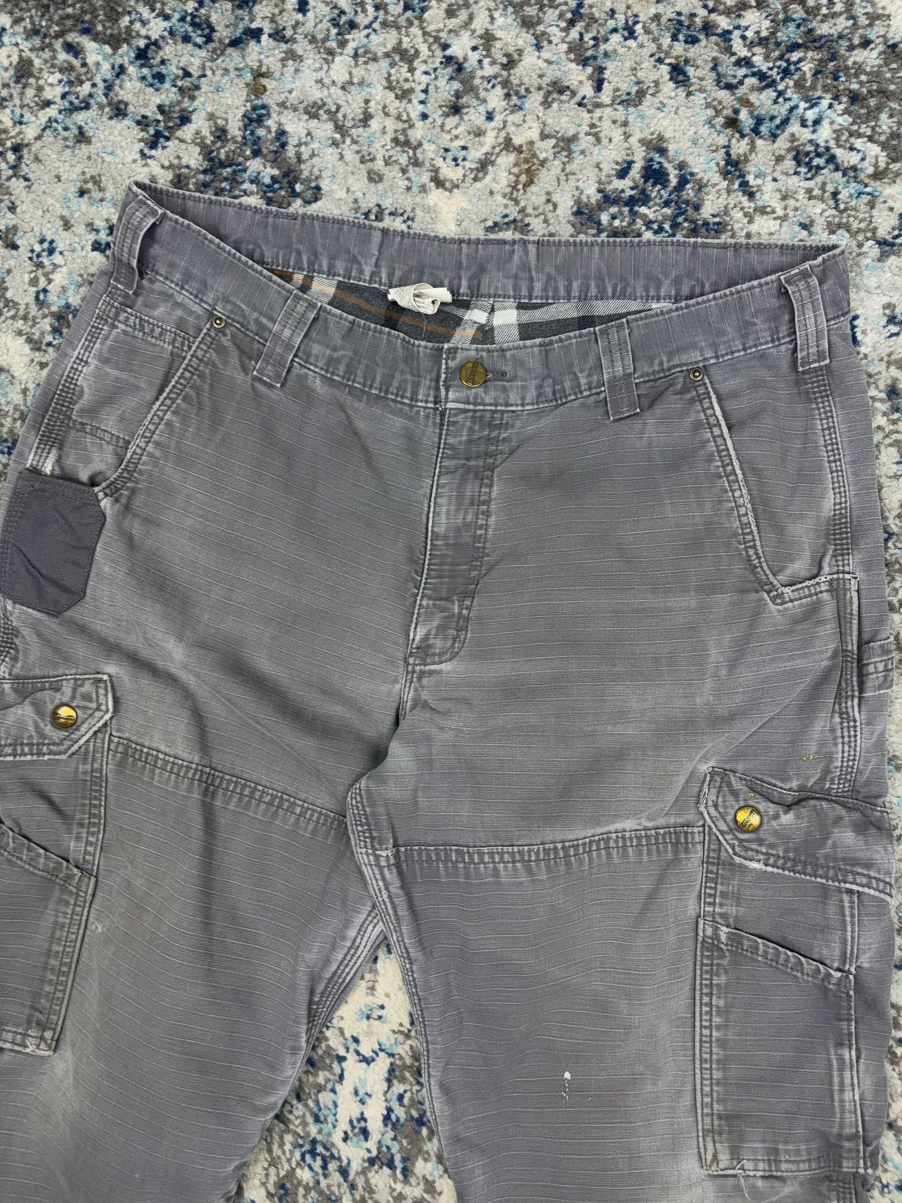 Vintage Carhartt Plaid Lined Ripstop Canvas Cargo Pants Size 37
