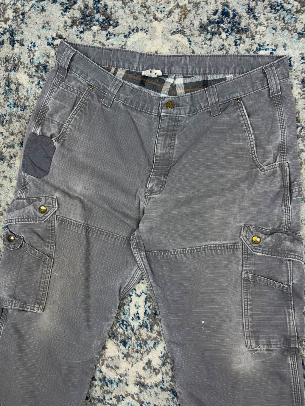 Vintage Carhartt Plaid Lined Ripstop Canvas Cargo Pants Size 37
