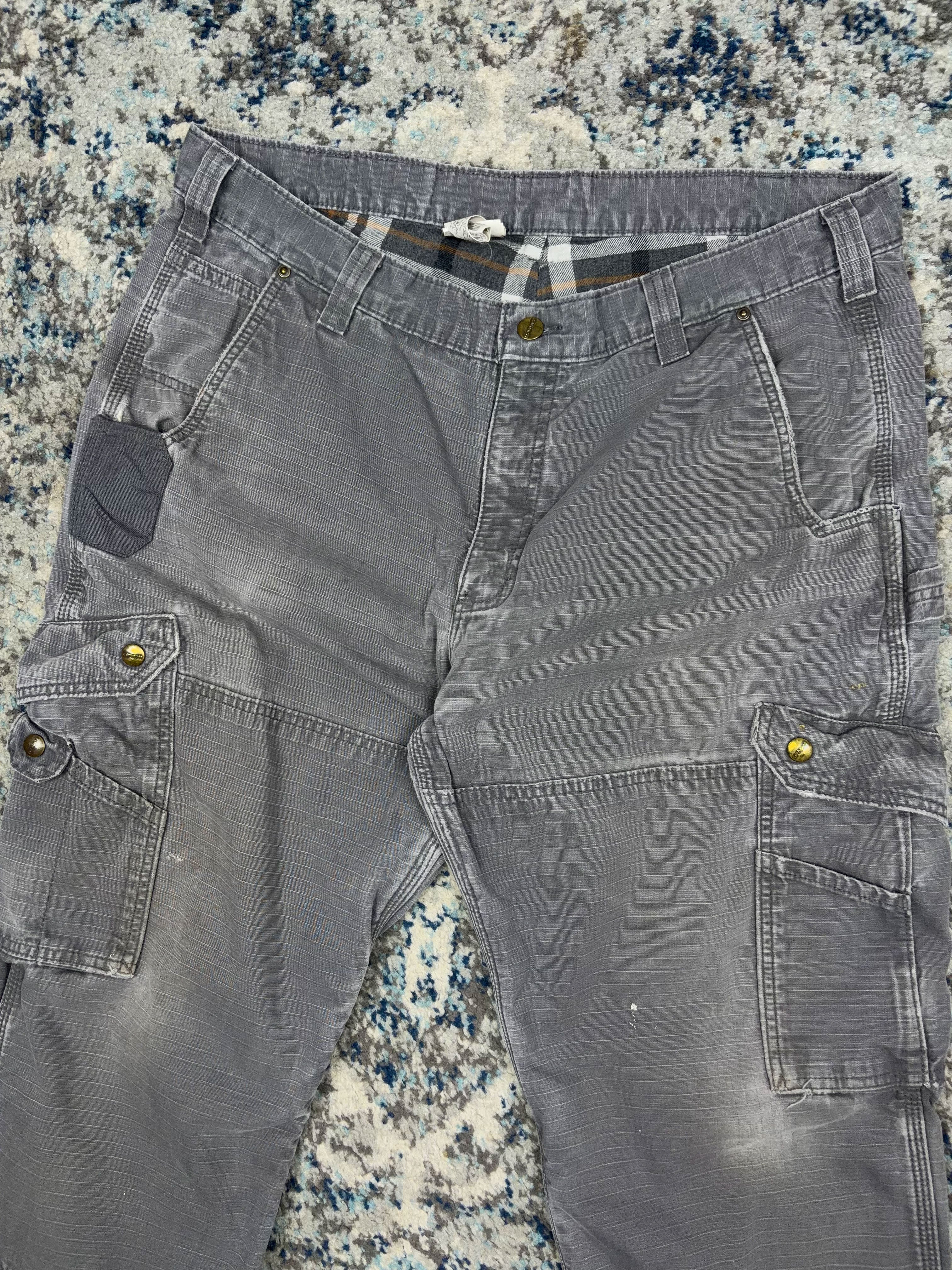 Vintage Carhartt Plaid Lined Ripstop Canvas Cargo Pants Size 37
