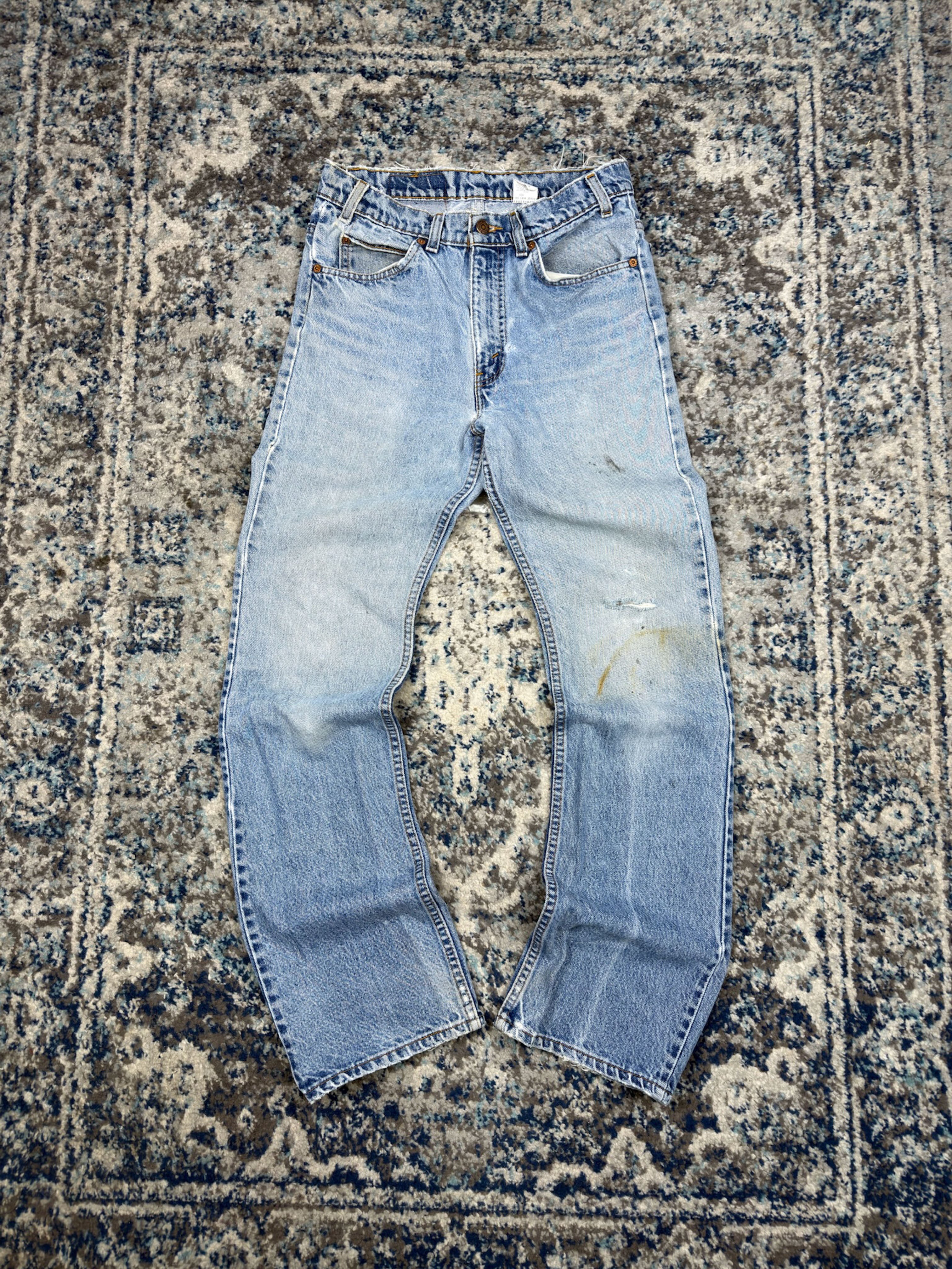 Vintage 90s Levis 517 Orange Tab Boot Cut Light Wash Denim Pants Size 30