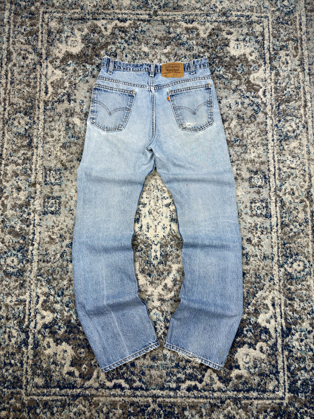Vintage 90s Levis 517 Orange Tab Boot Cut Light Wash Denim Pants Size 30