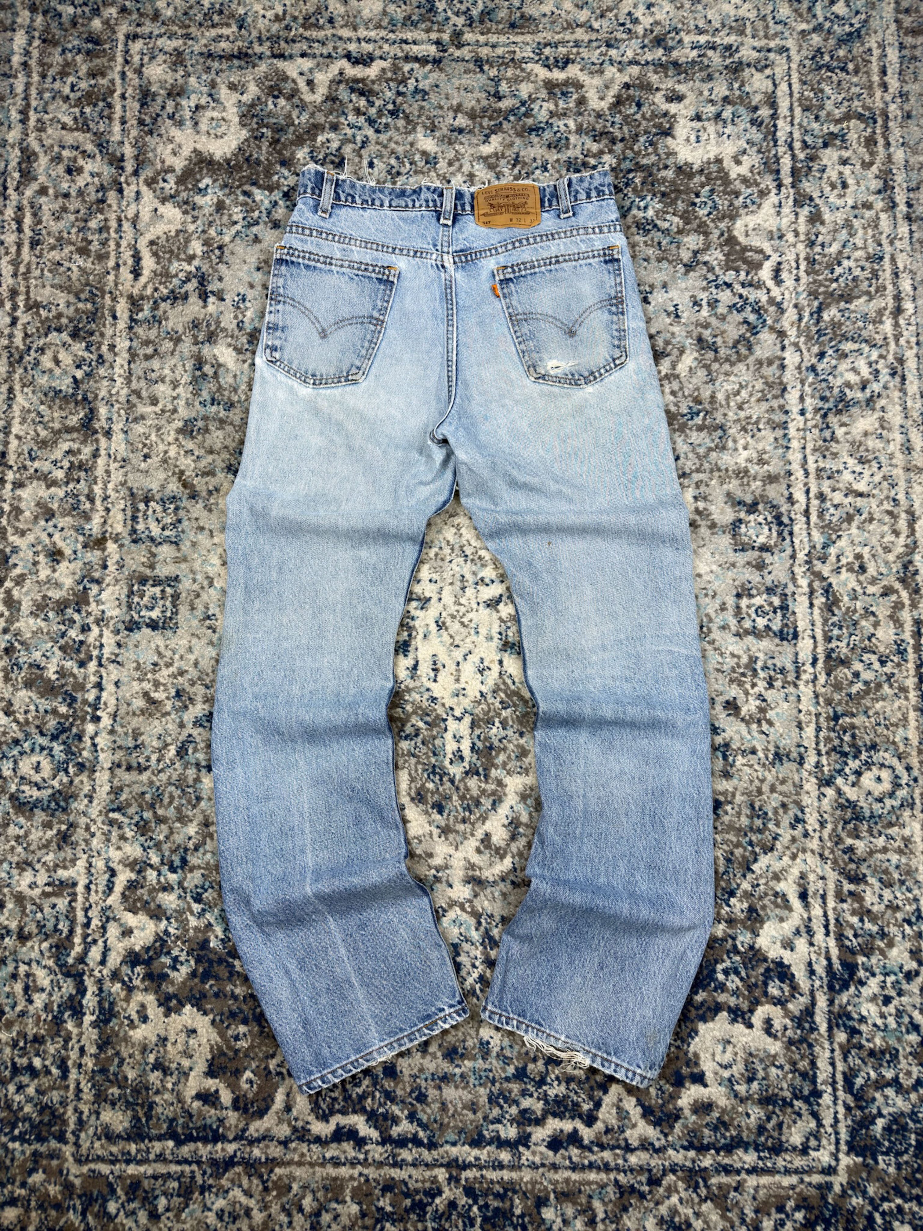 Vintage 90s Levis 517 Orange Tab Boot Cut Light Wash Denim Pants Size 30