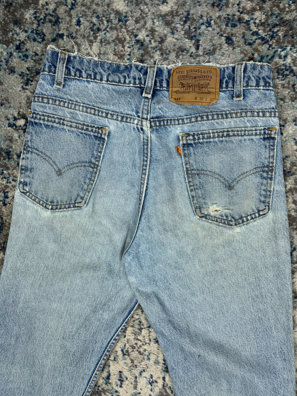 Vintage 90s Levis 517 Orange Tab Boot Cut Light Wash Denim Pants Size 30