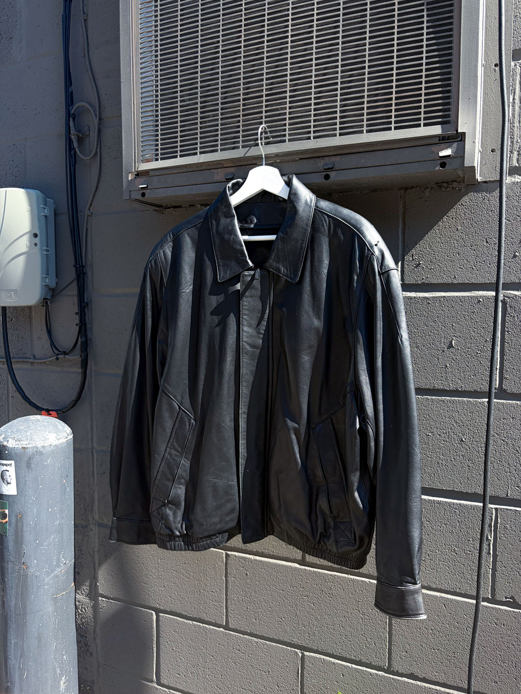 Roundtree & Yorke Lamb Skin Leather Bomber Jacket Size Large