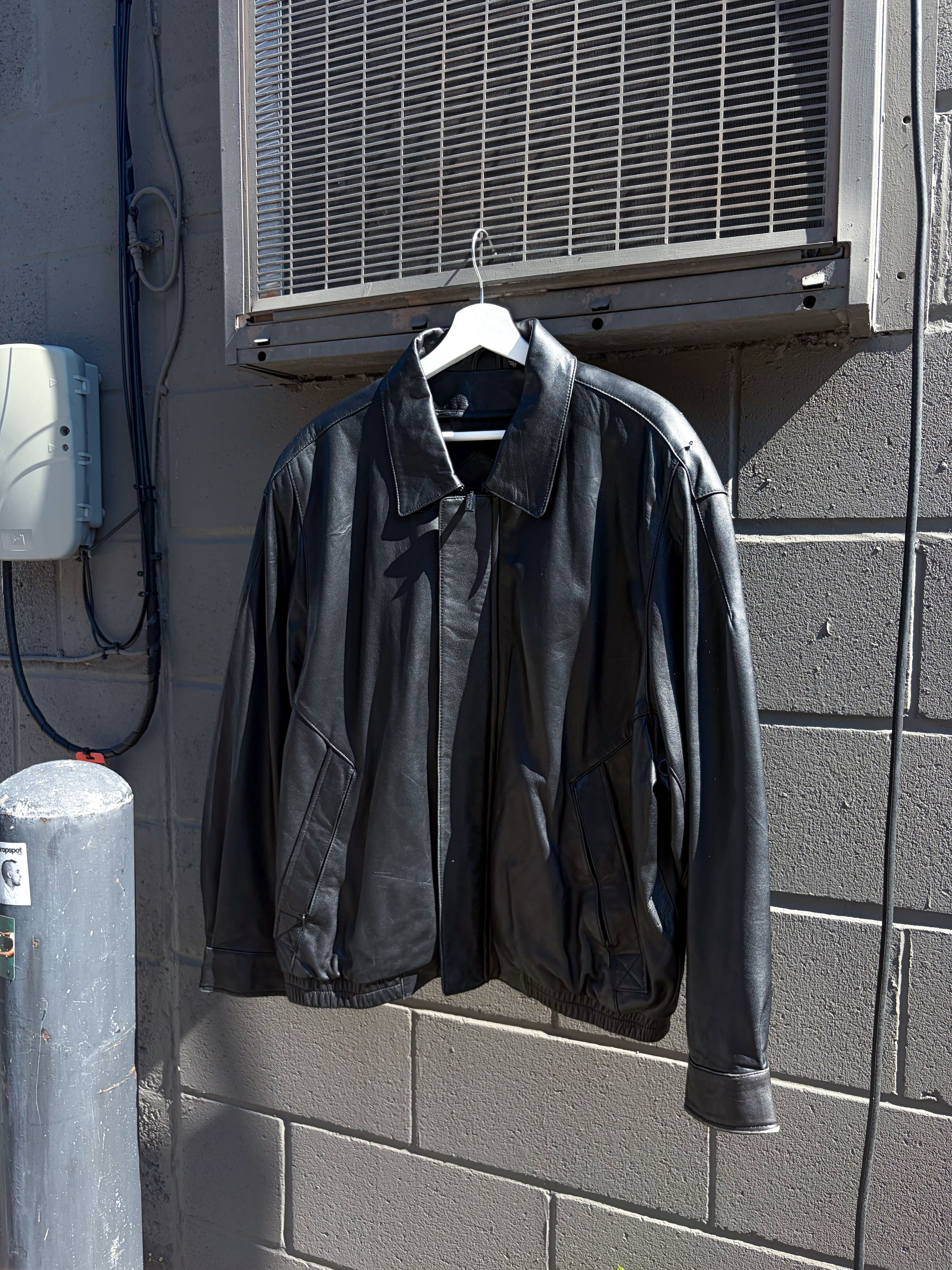 Roundtree & Yorke Lamb Skin Leather Bomber Jacket Size Large
