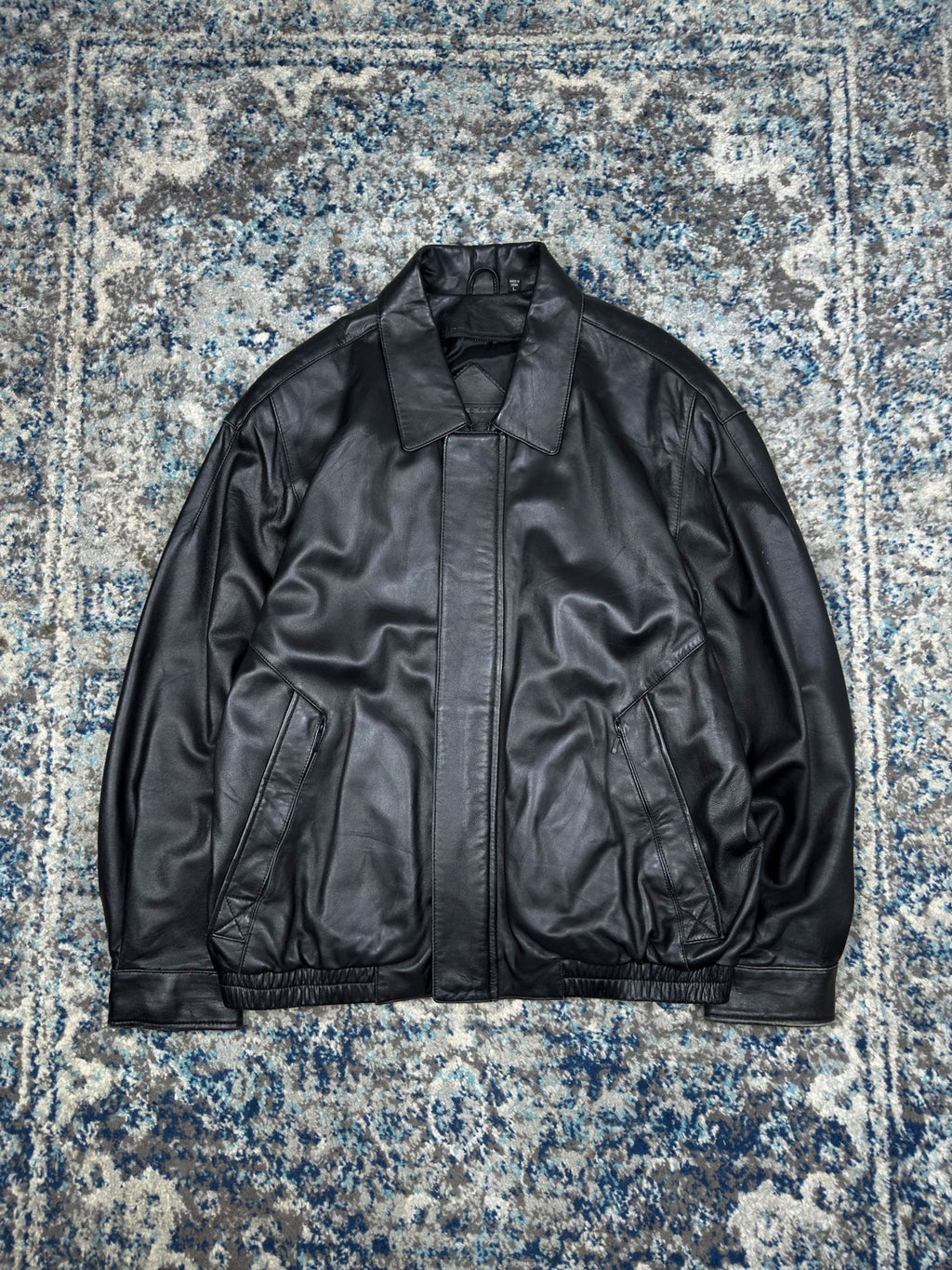 Roundtree & Yorke Lamb Skin Leather Bomber Jacket Size Large