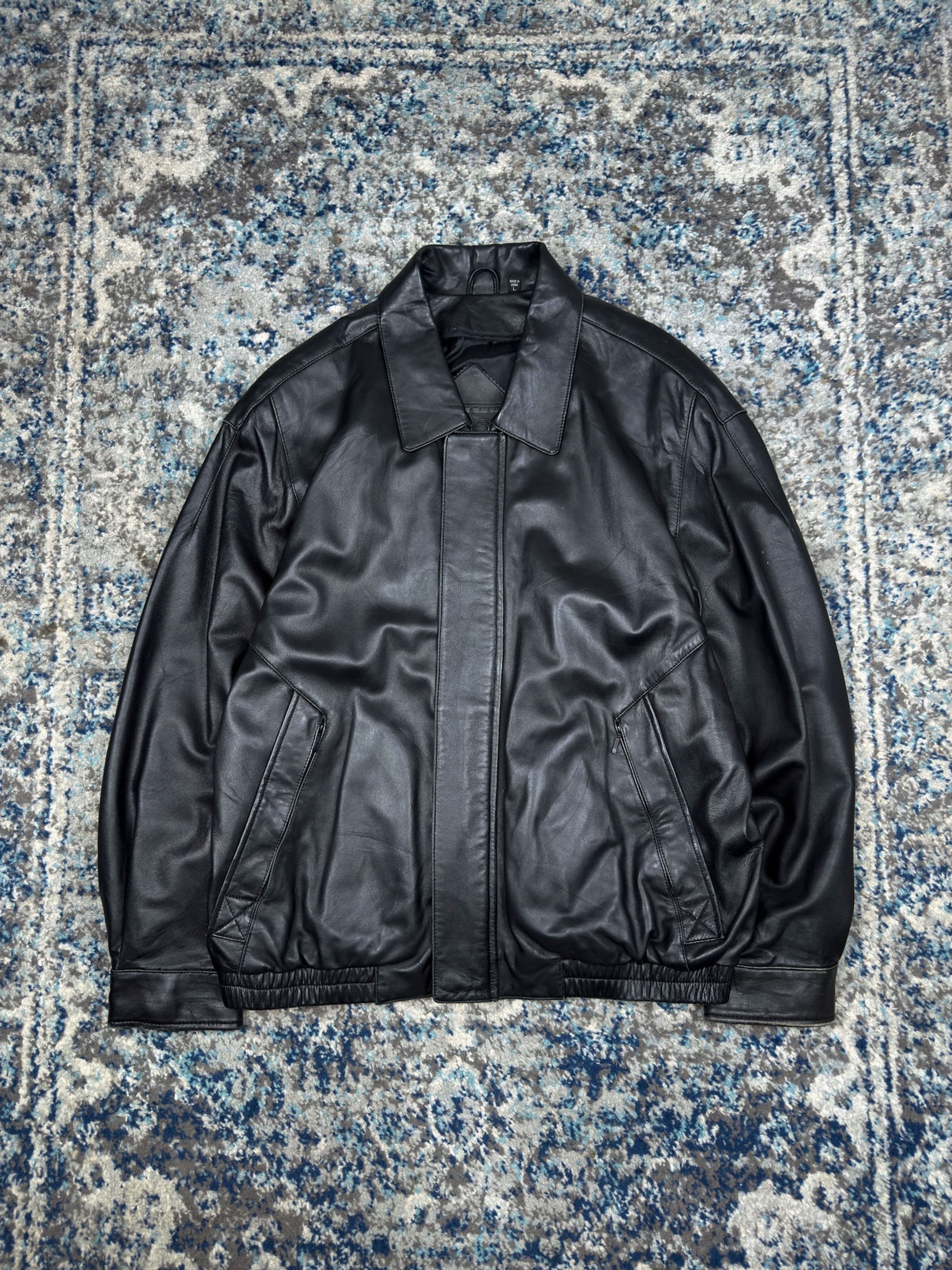 Roundtree & Yorke Lamb Skin Leather Bomber Jacket Size Large