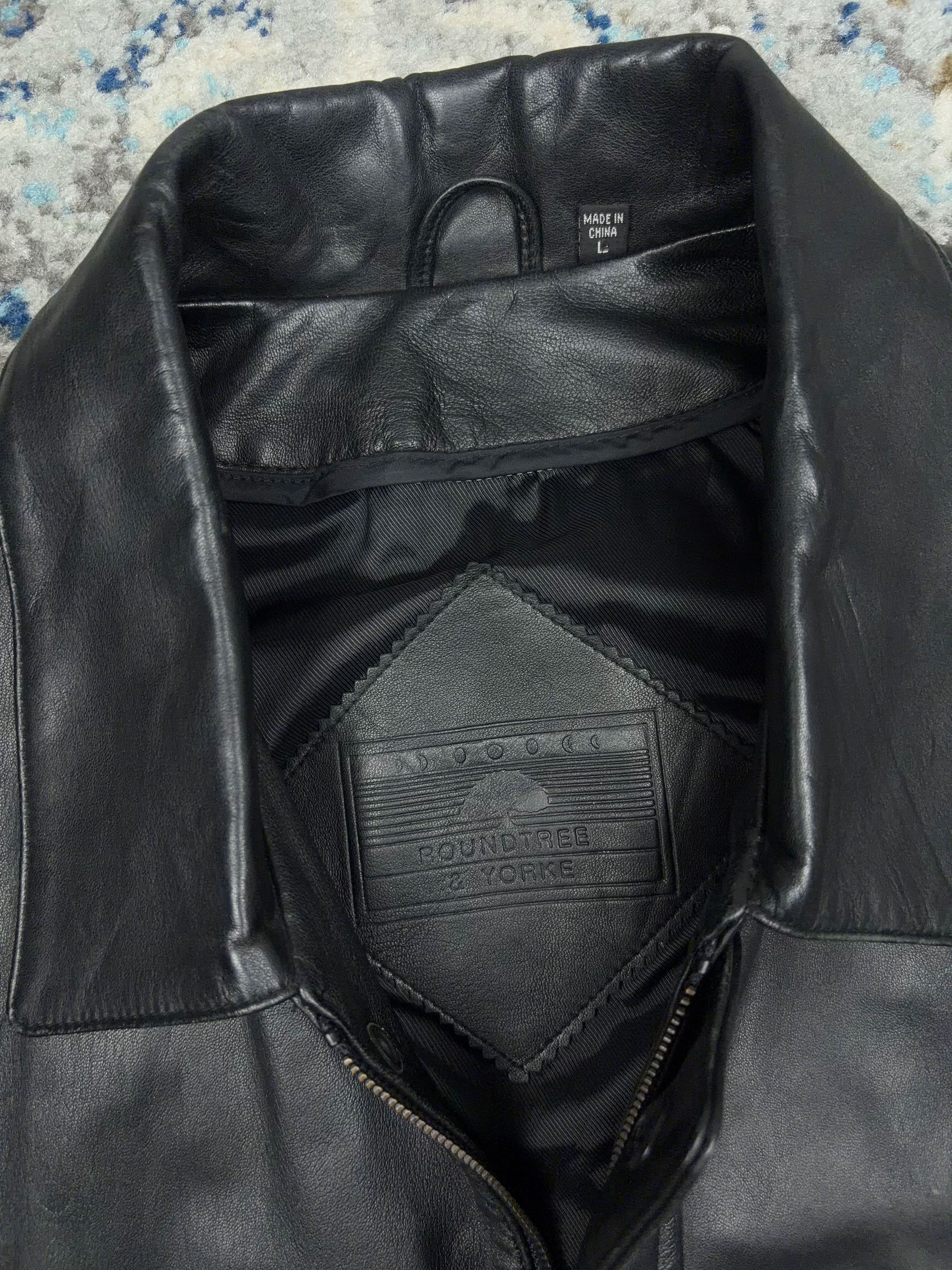 Roundtree & Yorke Lamb Skin Leather Bomber Jacket Size Large