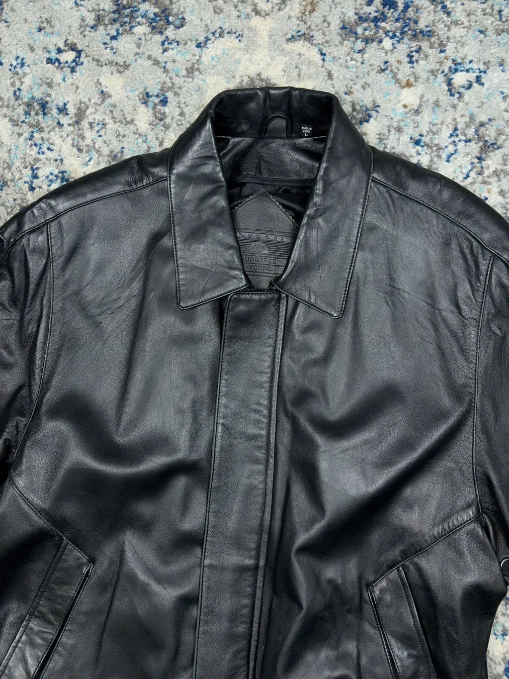 Roundtree & Yorke Lamb Skin Leather Bomber Jacket Size Large