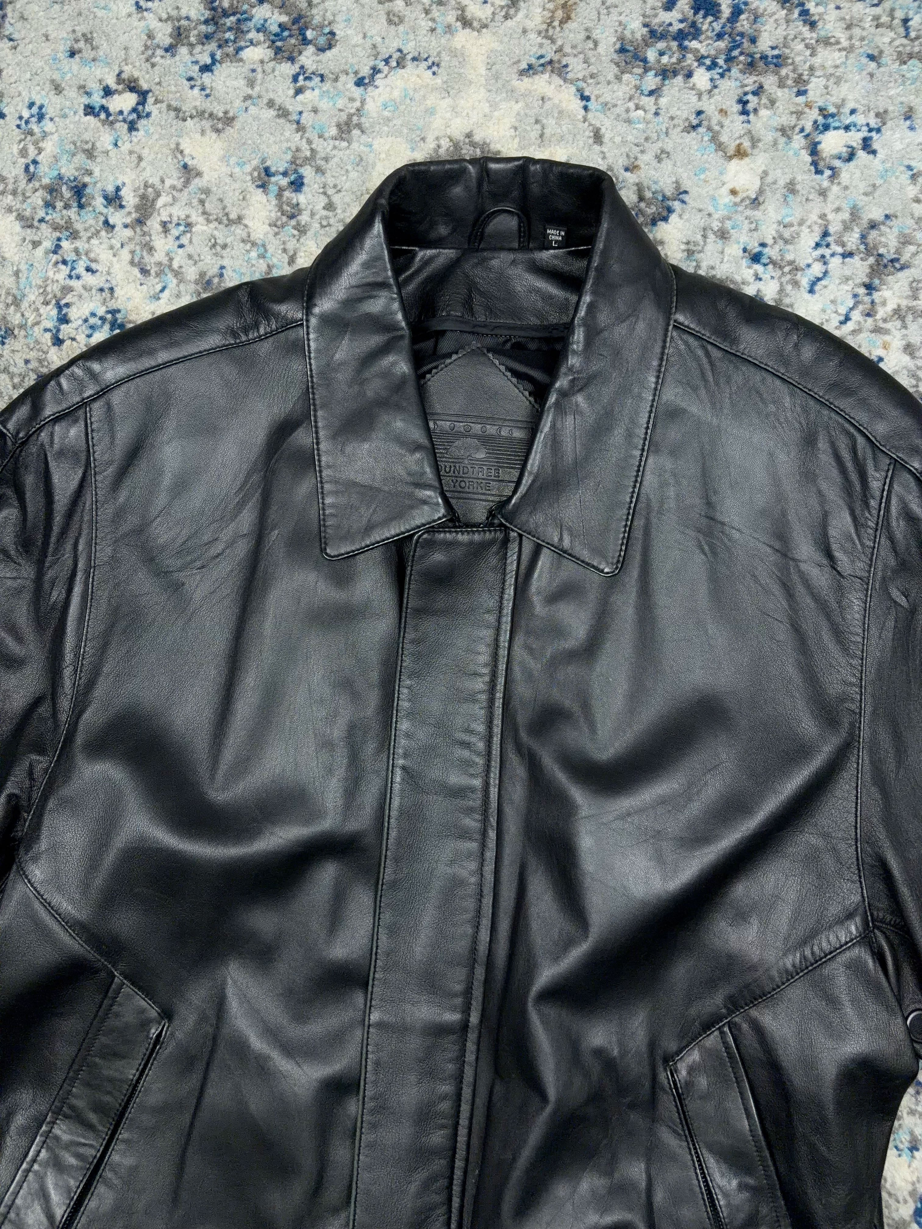 Roundtree & Yorke Lamb Skin Leather Bomber Jacket Size Large