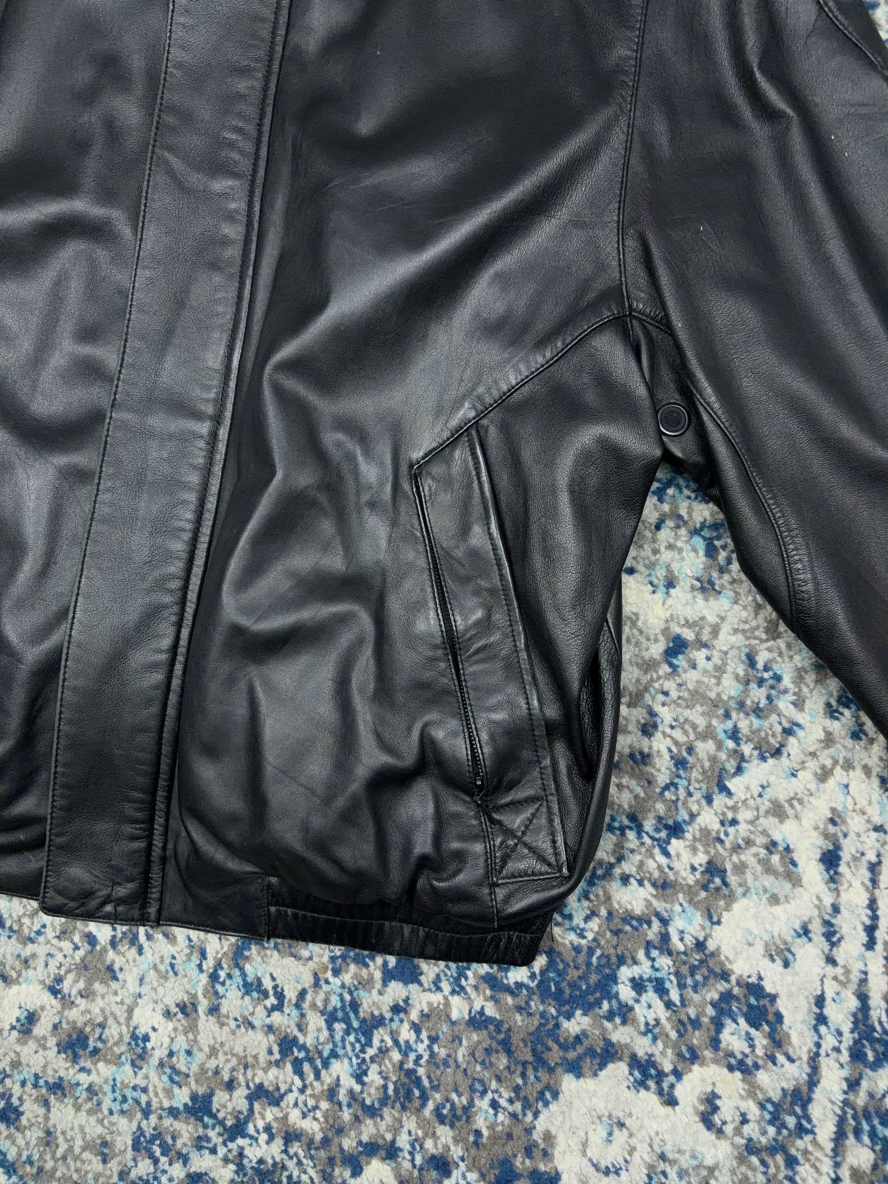 Roundtree & Yorke Lamb Skin Leather Bomber Jacket Size Large