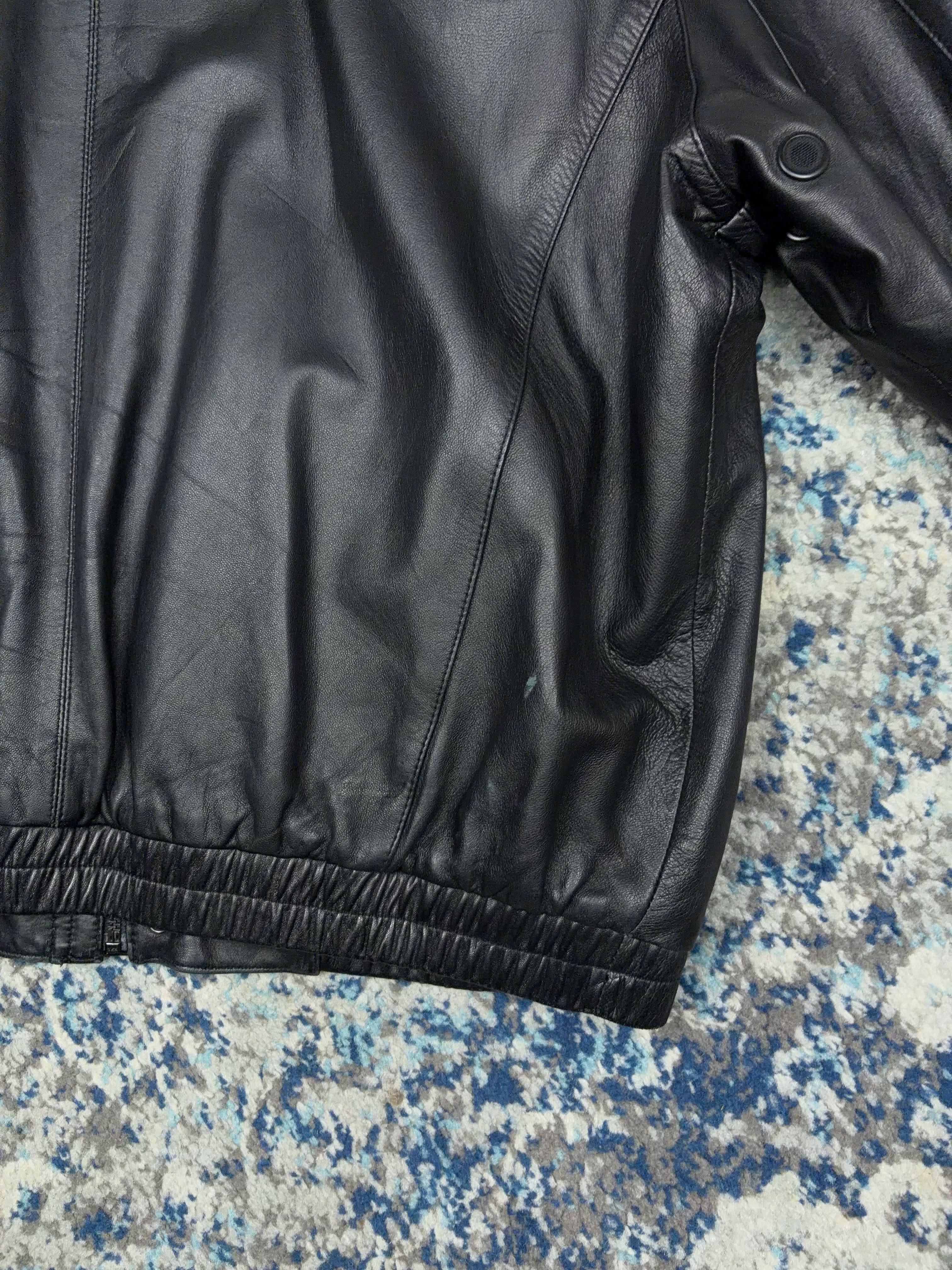 Roundtree & Yorke Lamb Skin Leather Bomber Jacket Size Large