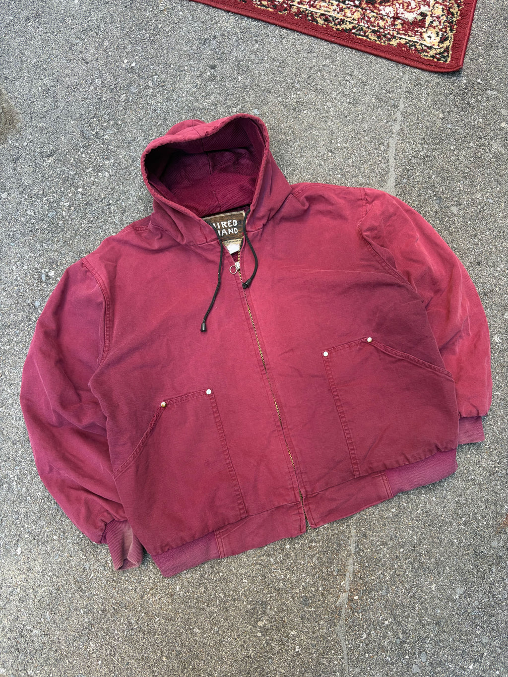 Vintage Hired Hand Thermal Lined Hooded Workwear Bomber Jacket Size XL