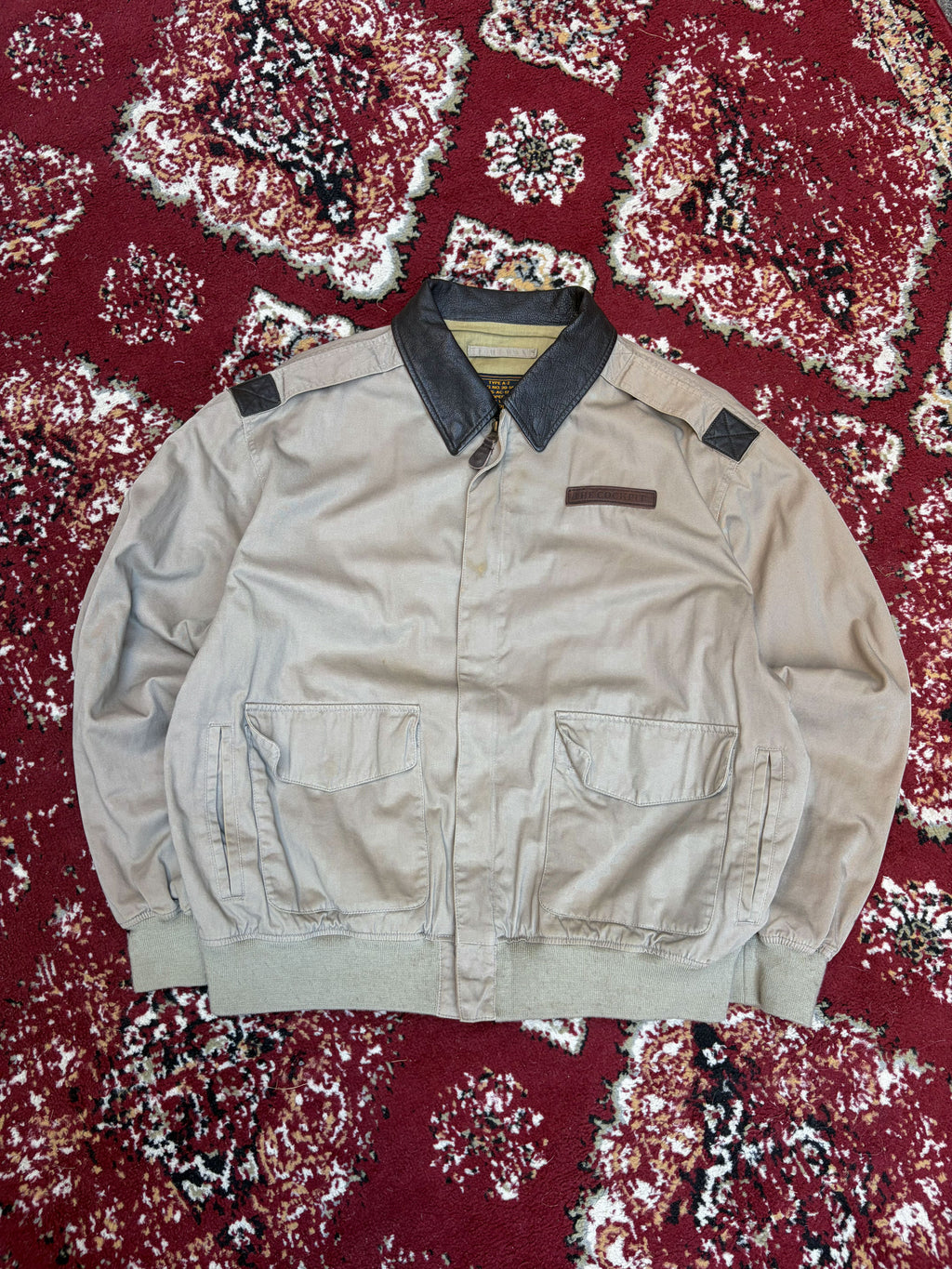 Vintage The Cockpit Canvas Flight Bomber Jacket Size Large