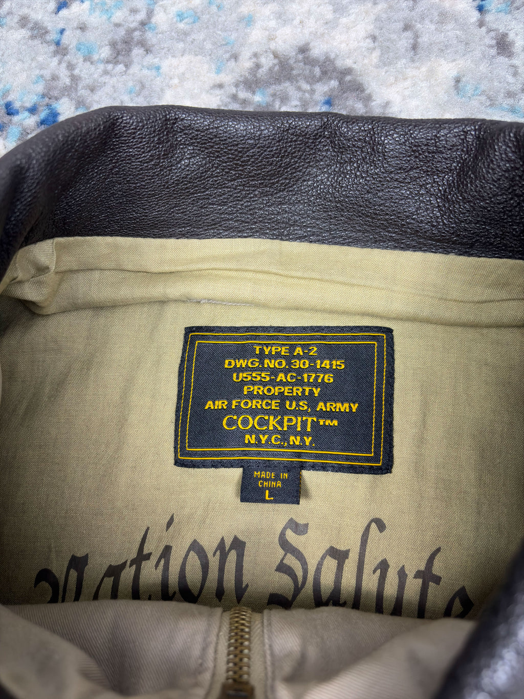 Vintage The Cockpit Canvas Flight Bomber Jacket Size Large