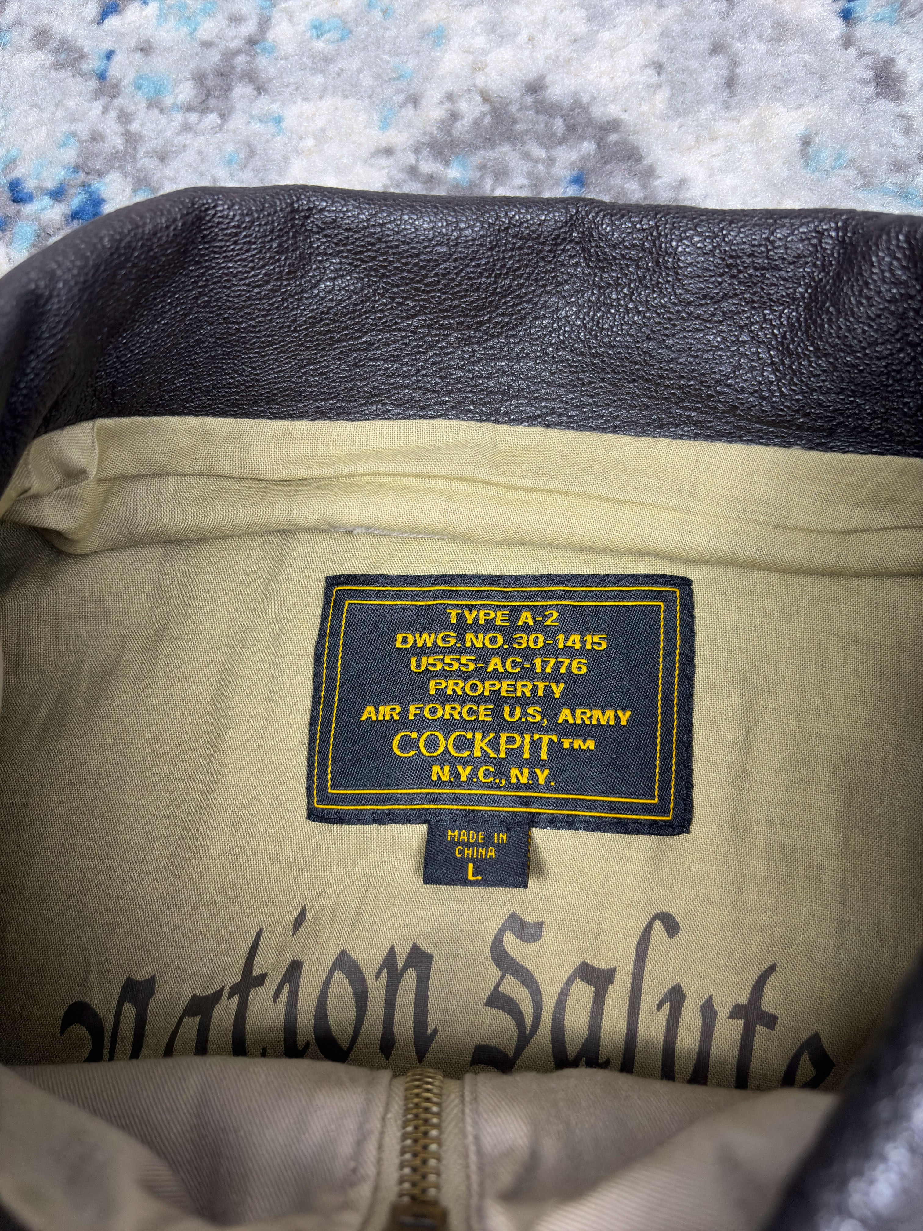 Vintage The Cockpit Canvas Flight Bomber Jacket Size Large