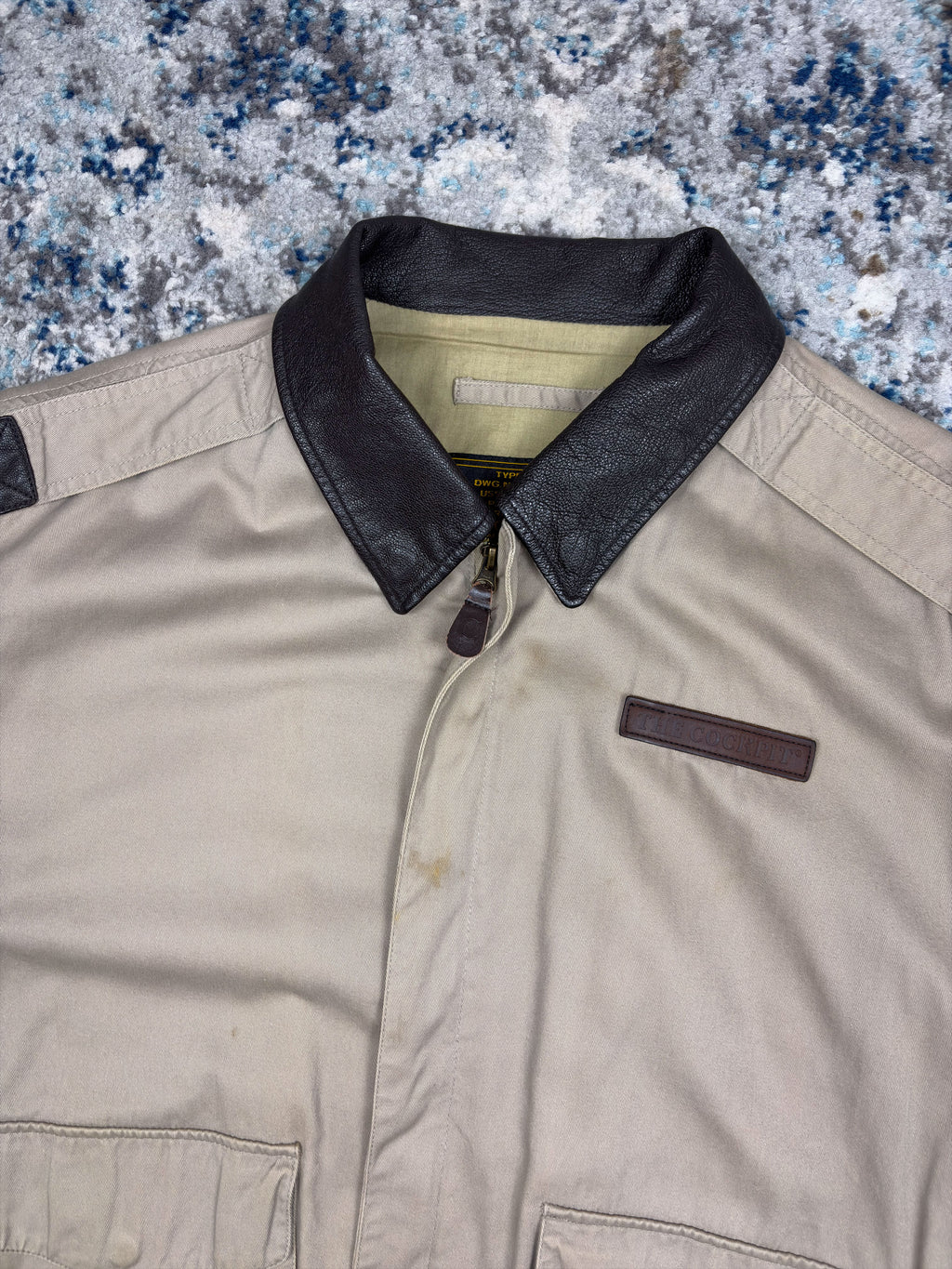 Vintage The Cockpit Canvas Flight Bomber Jacket Size Large