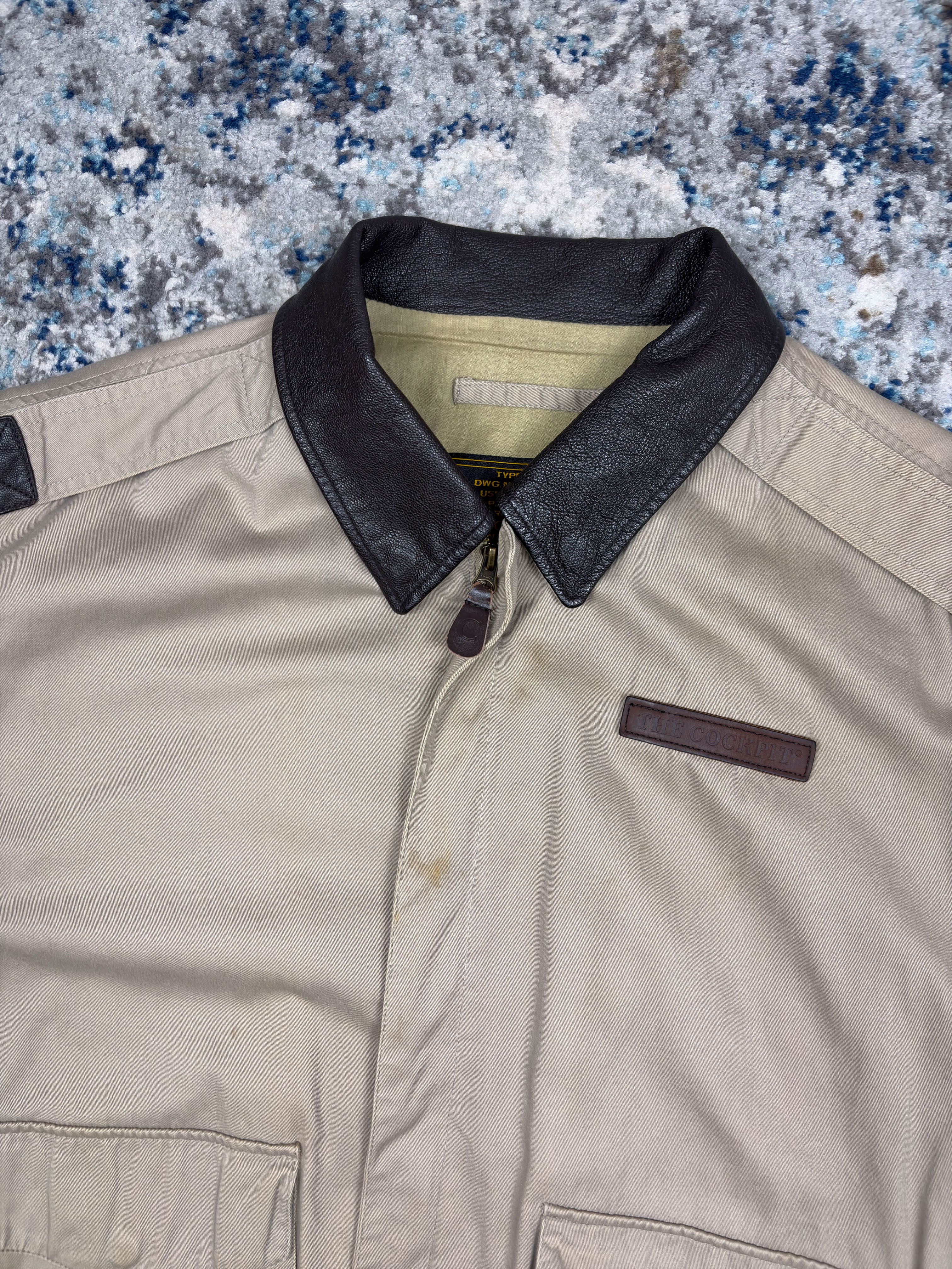 Vintage The Cockpit Canvas Flight Bomber Jacket Size Large