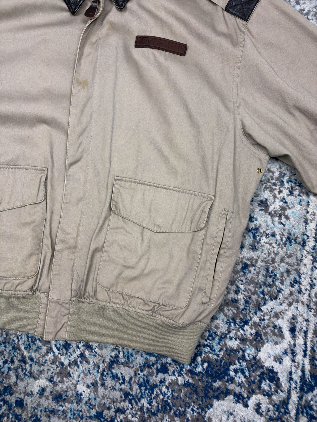 Vintage The Cockpit Canvas Flight Bomber Jacket Size Large