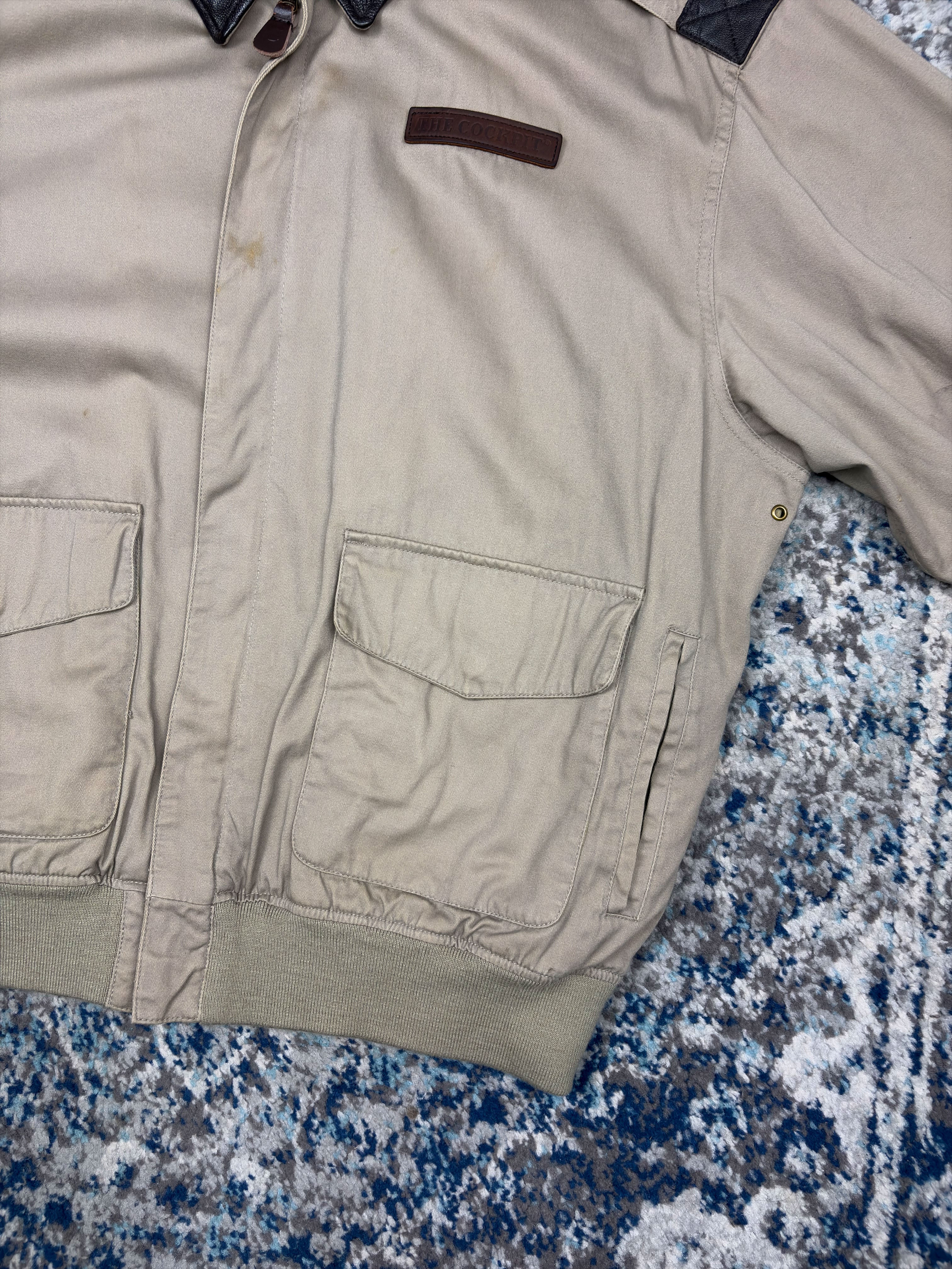 Vintage The Cockpit Canvas Flight Bomber Jacket Size Large