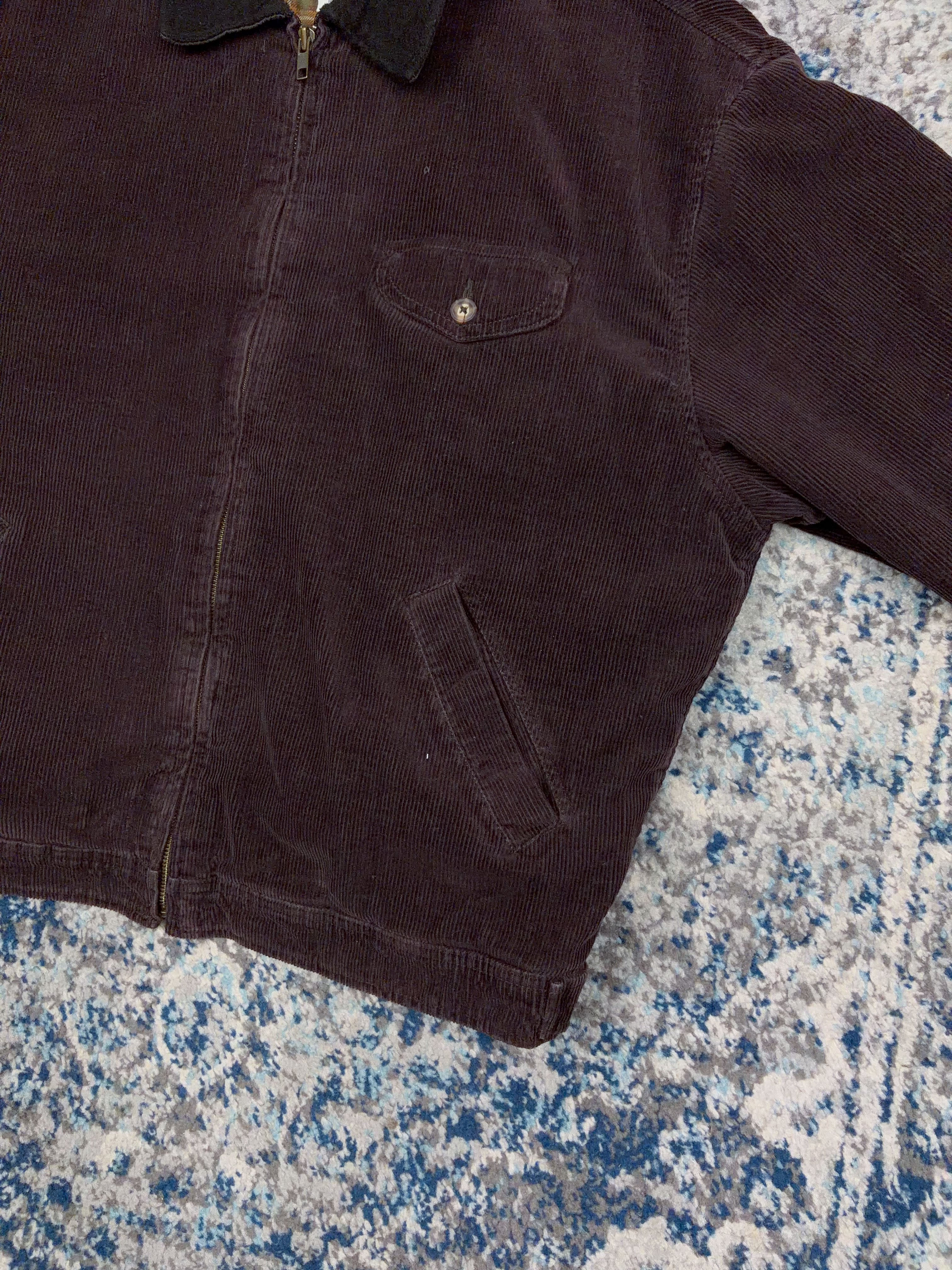 Vintage 90s Gap Plaid Lined Corduroy Bomber Jacket Size Medium