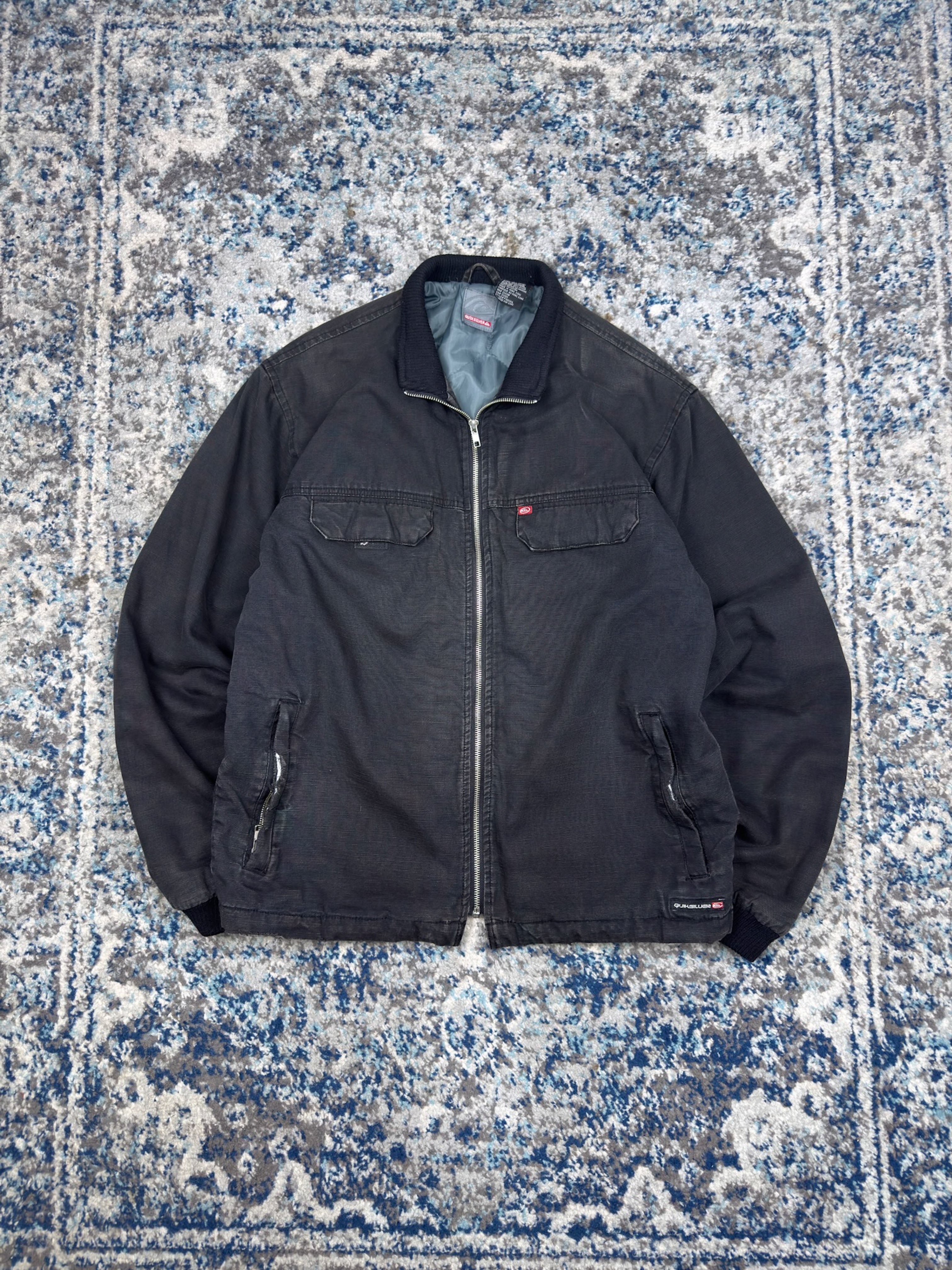 Vintage Y2K Quiksilver Quilted Lined Canvas Full Zip Jacket Size Medium
