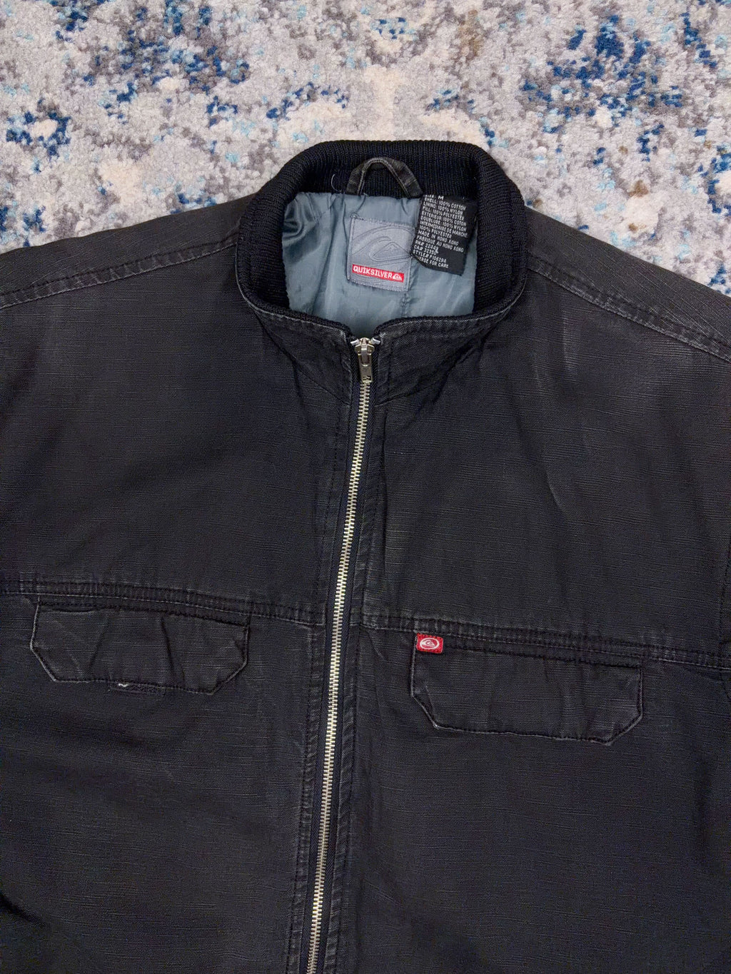 Vintage Y2K Quiksilver Quilted Lined Canvas Full Zip Jacket Size Medium