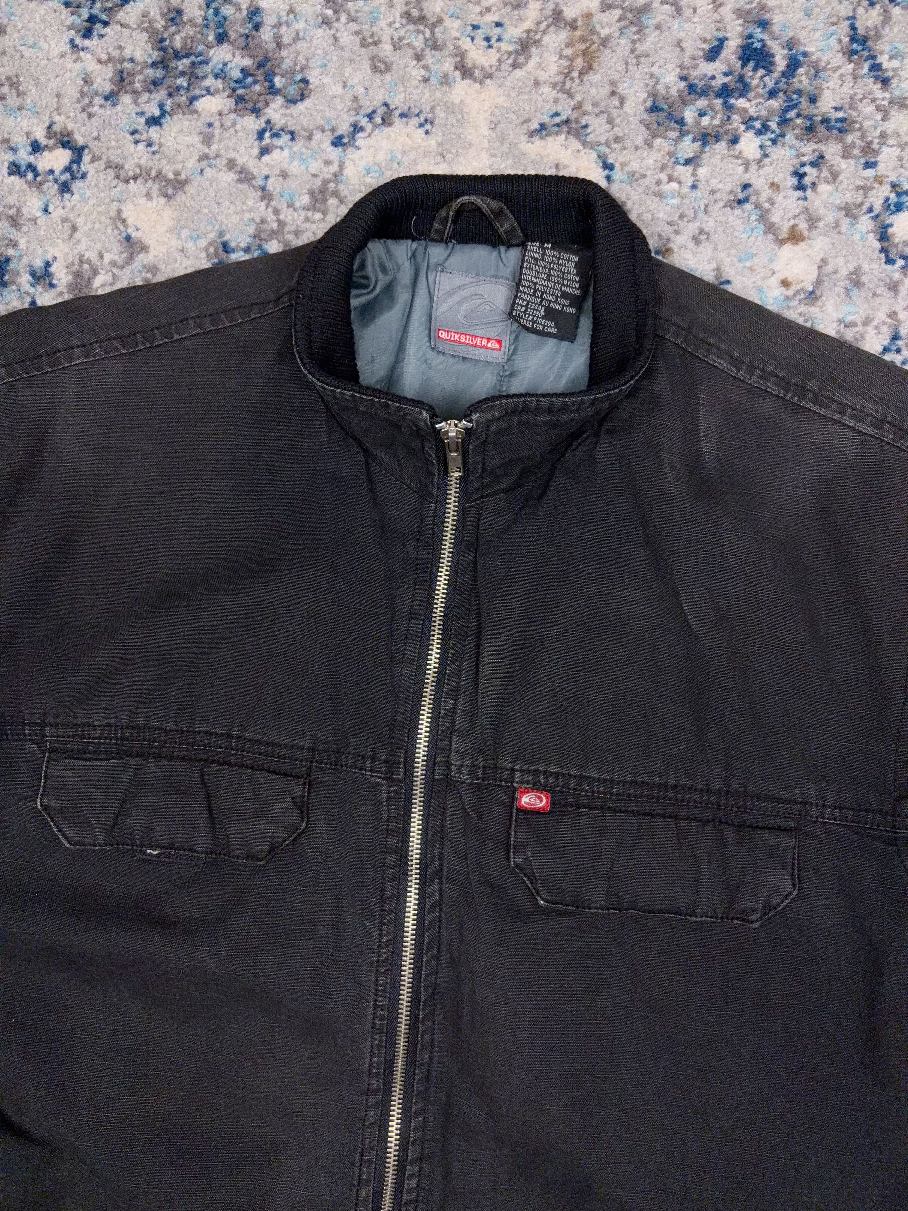 Vintage Y2K Quiksilver Quilted Lined Canvas Full Zip Jacket Size Medium