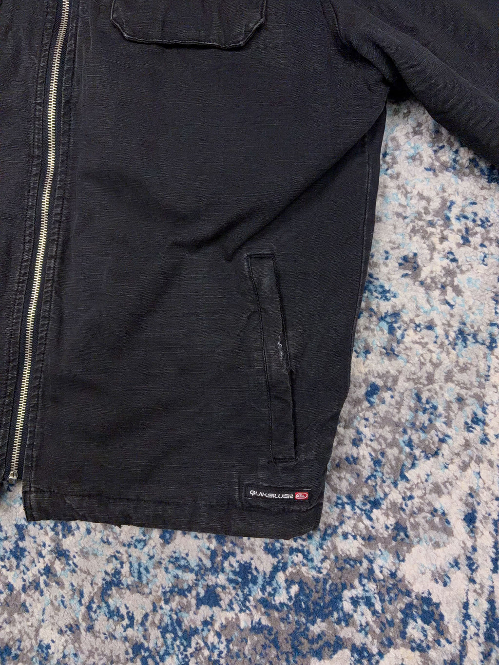Vintage Y2K Quiksilver Quilted Lined Canvas Full Zip Jacket Size Medium