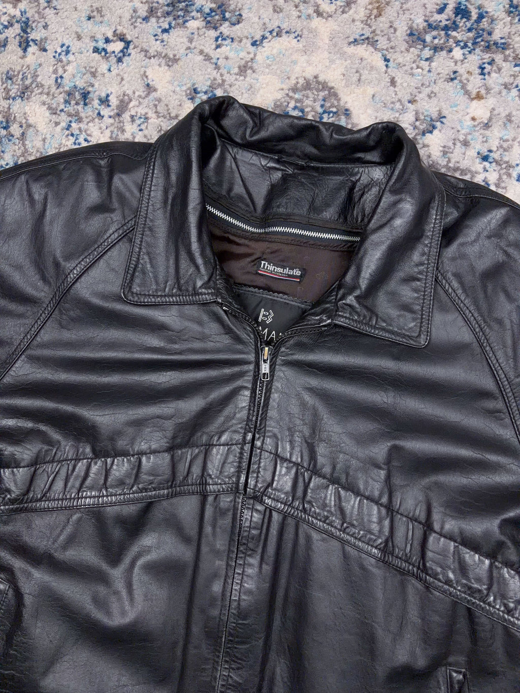 Vintage Bermans Thinsulate Lined Leather Bomber Jacket Size XL