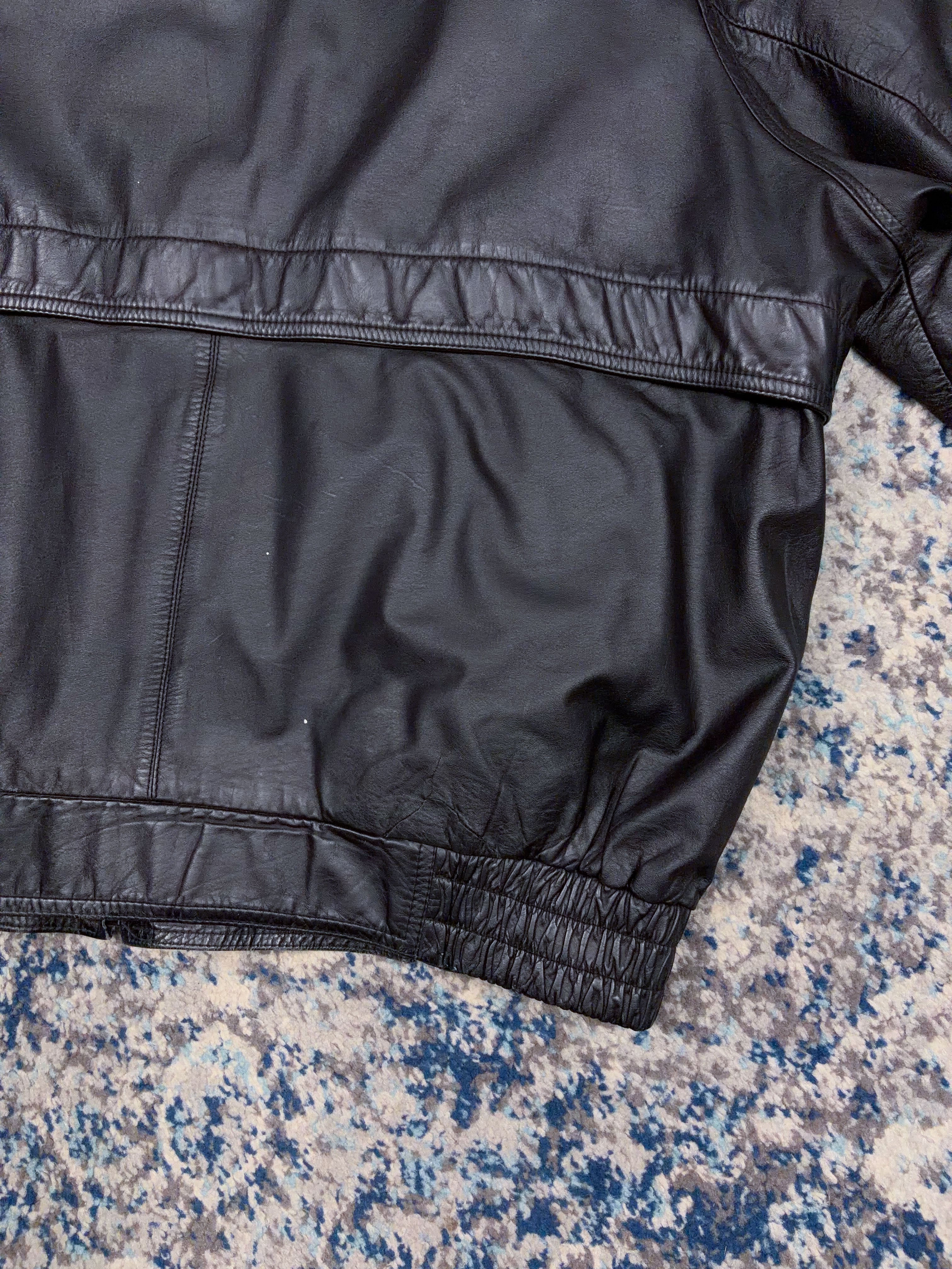 Vintage Bermans Thinsulate Lined Leather Bomber Jacket Size XL