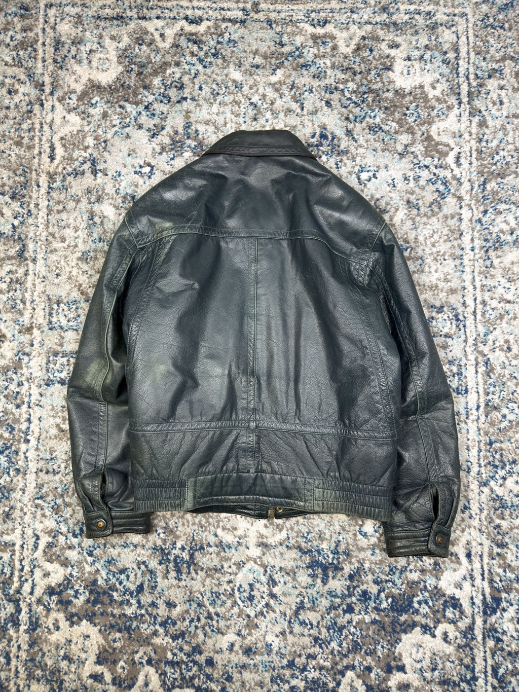 Vintage 90s Esquire Lined Leather Full Zip Bomber Jacket Size Medium