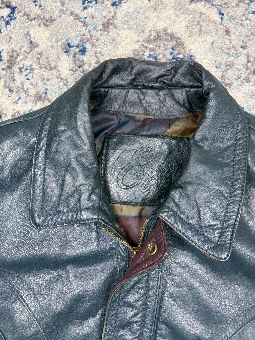Vintage 90s Esquire Lined Leather Full Zip Bomber Jacket Size Medium