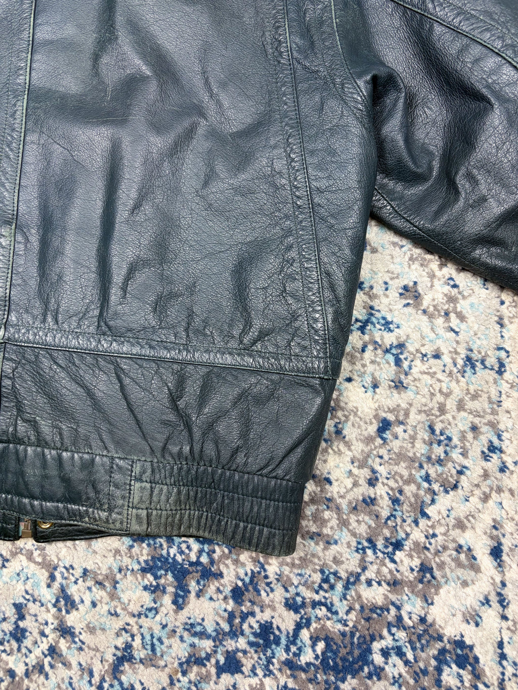 Vintage 90s Esquire Lined Leather Full Zip Bomber Jacket Size Medium