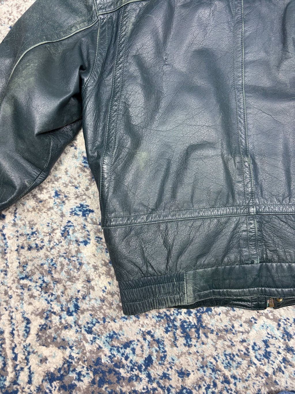 Vintage 90s Esquire Lined Leather Full Zip Bomber Jacket Size Medium