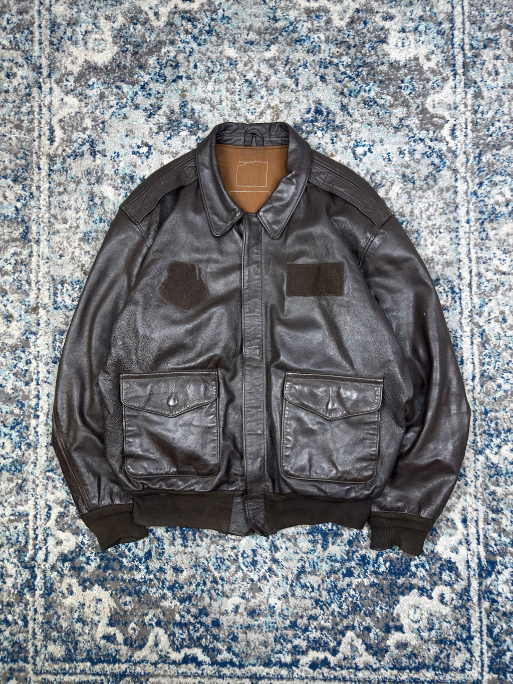 Vintage Y2K Avirex Full Zip Leather Bomber Jacket Size XL