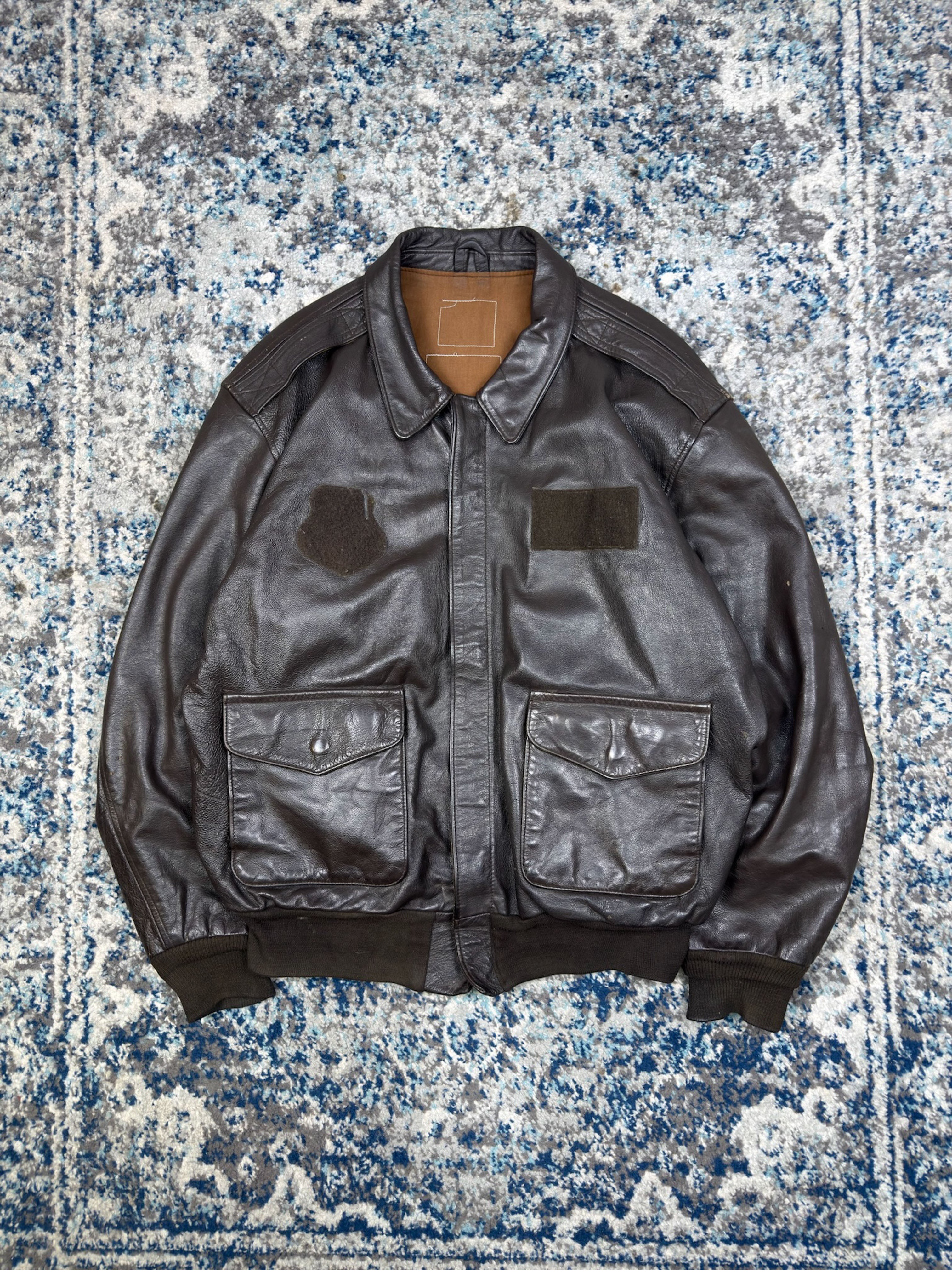 Vintage Y2K Avirex Full Zip Leather Bomber Jacket Size XL