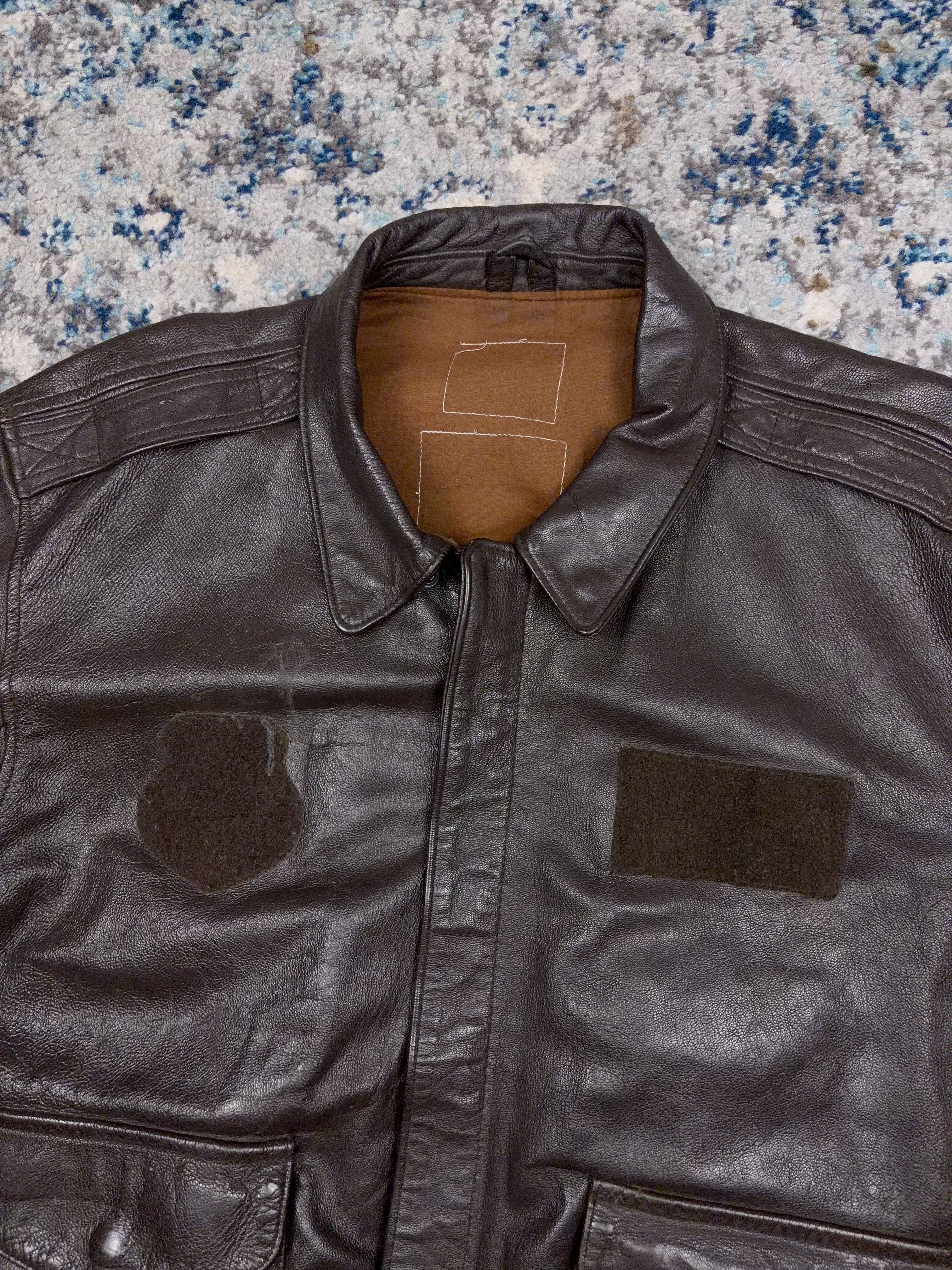 Vintage Y2K Avirex Full Zip Leather Bomber Jacket Size XL
