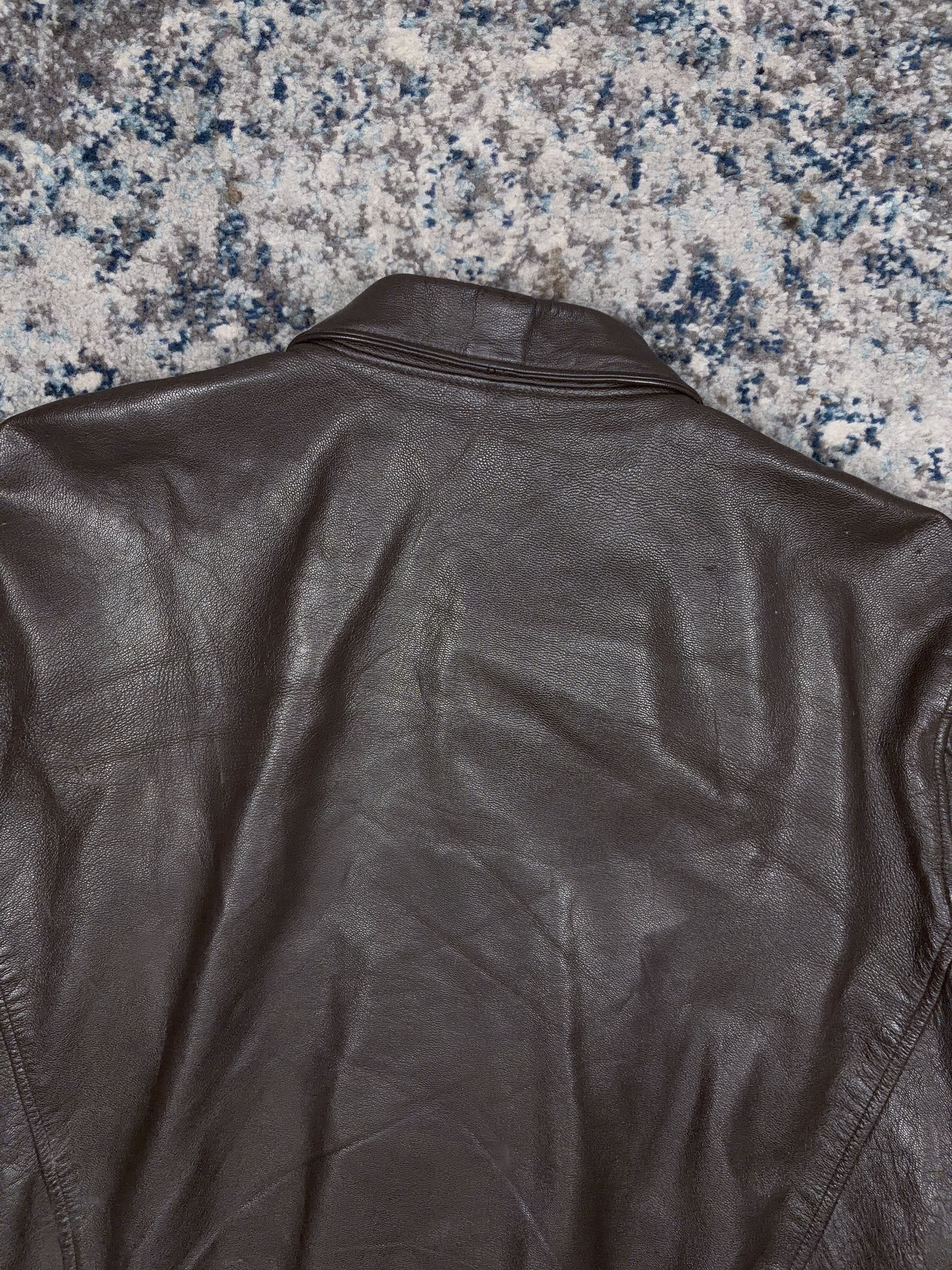 Vintage Y2K Avirex Full Zip Leather Bomber Jacket Size XL