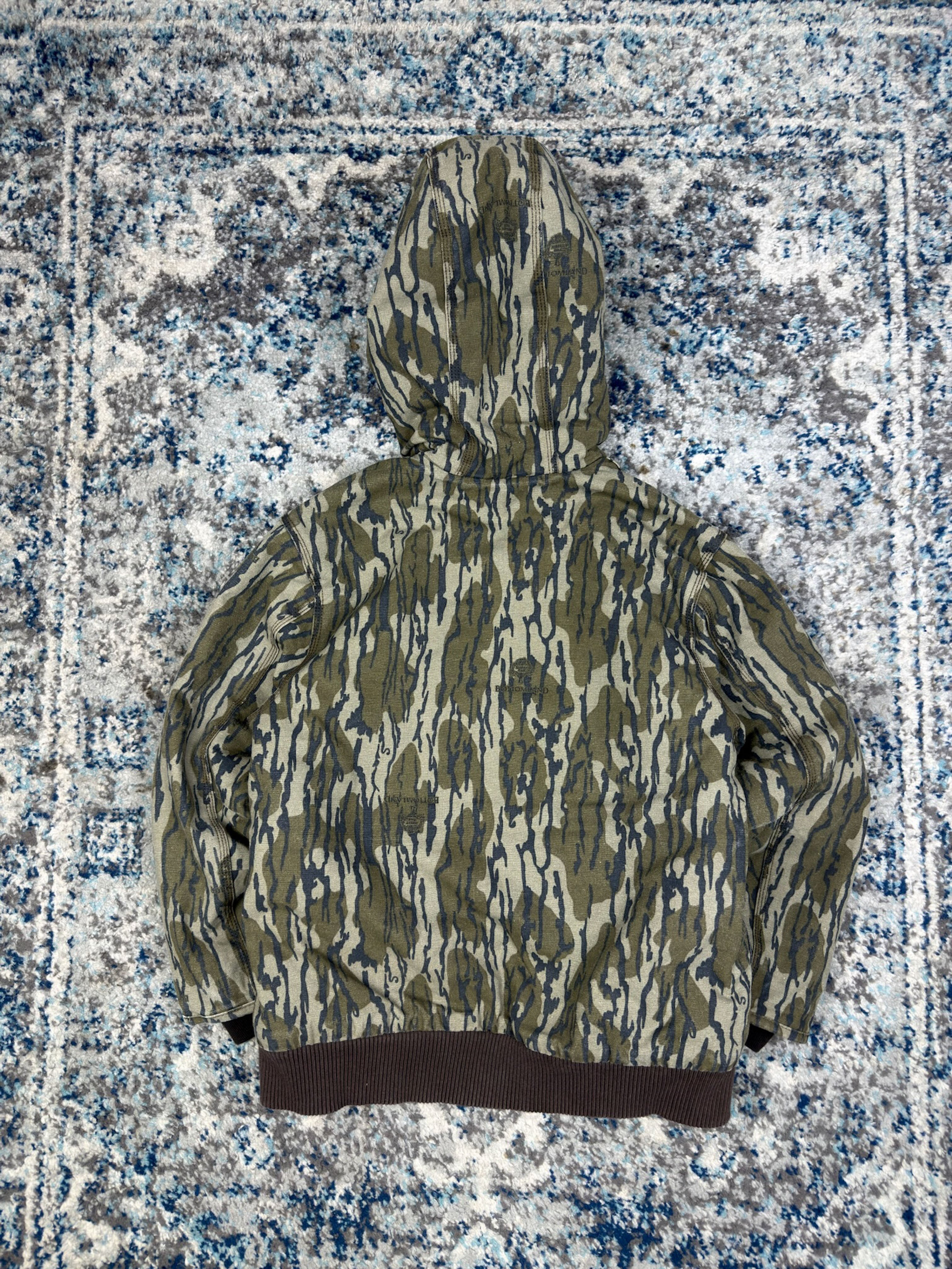 Vintage Carhartt Mossy Oak Bottomlands Hooded Bomber Jacket Size YOUTH M