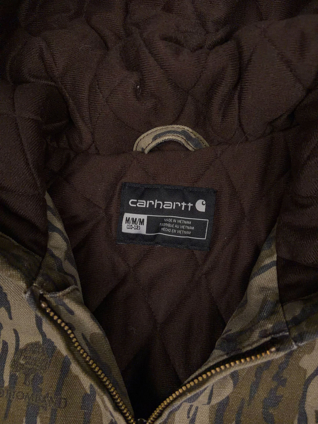 Vintage Carhartt Mossy Oak Bottomlands Hooded Bomber Jacket Size YOUTH M