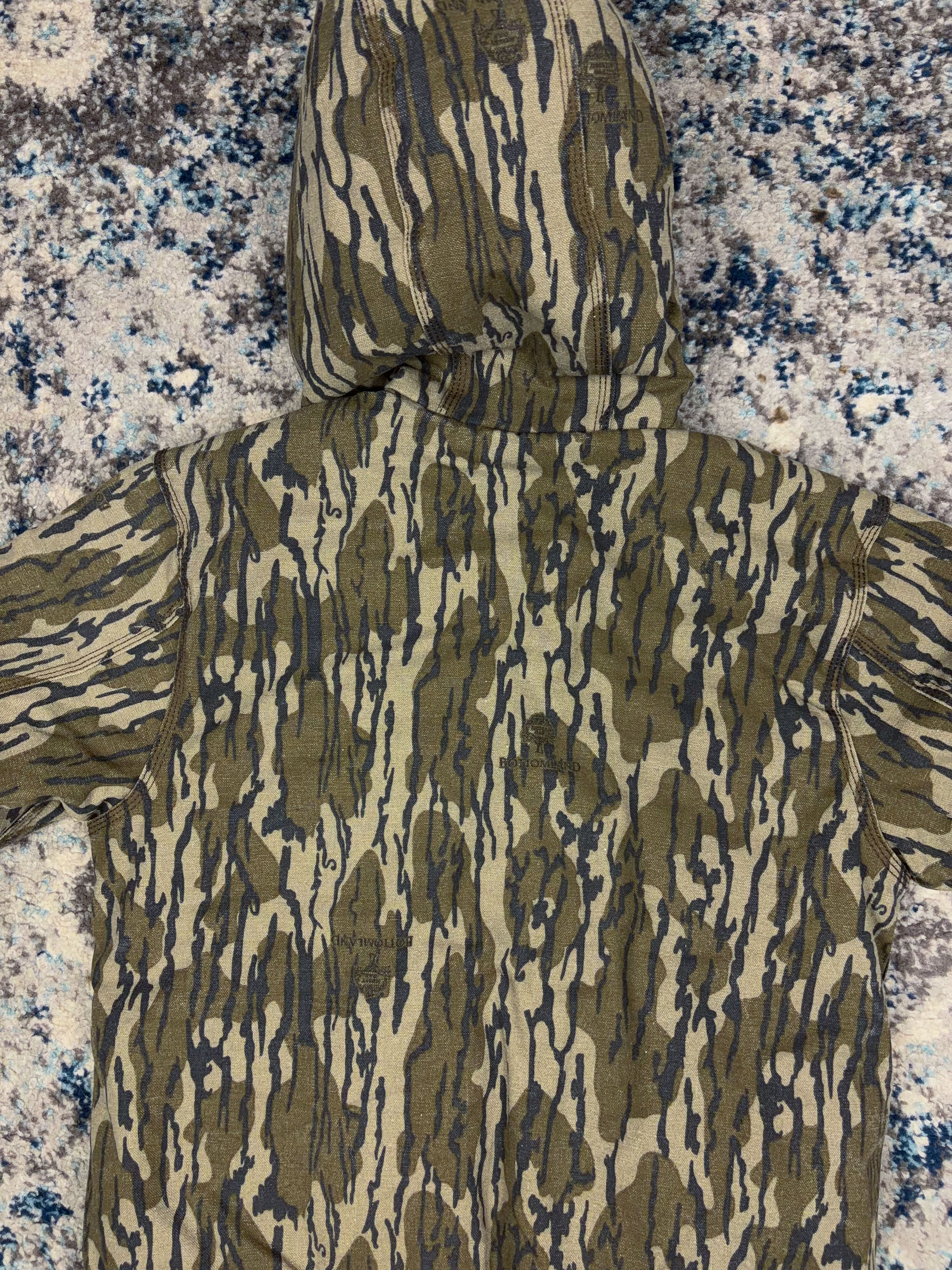 Vintage Carhartt Mossy Oak Bottomlands Hooded Bomber Jacket Size YOUTH M