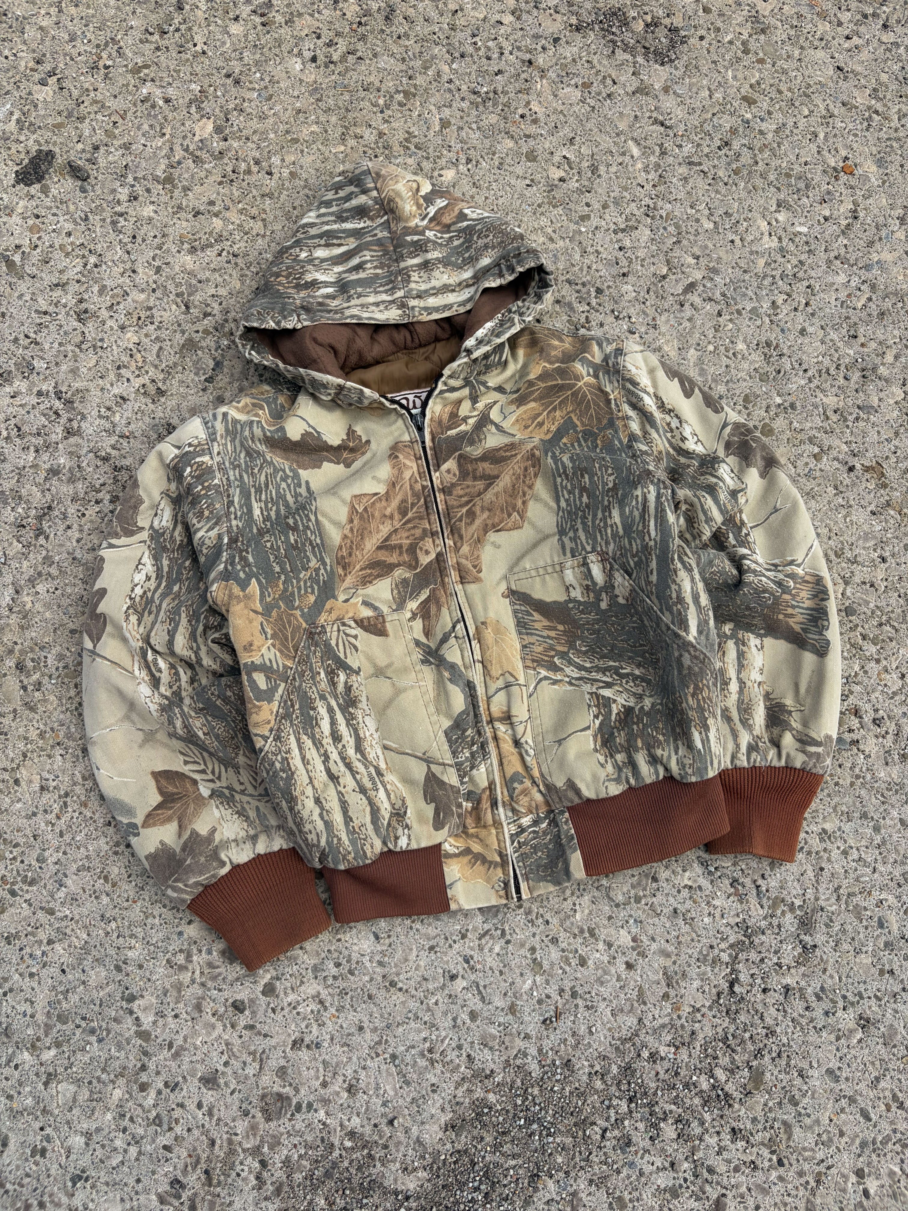 Vintage 90s Walls Realtree Hooded Workwear Bomber Jacket Size YOUTH M