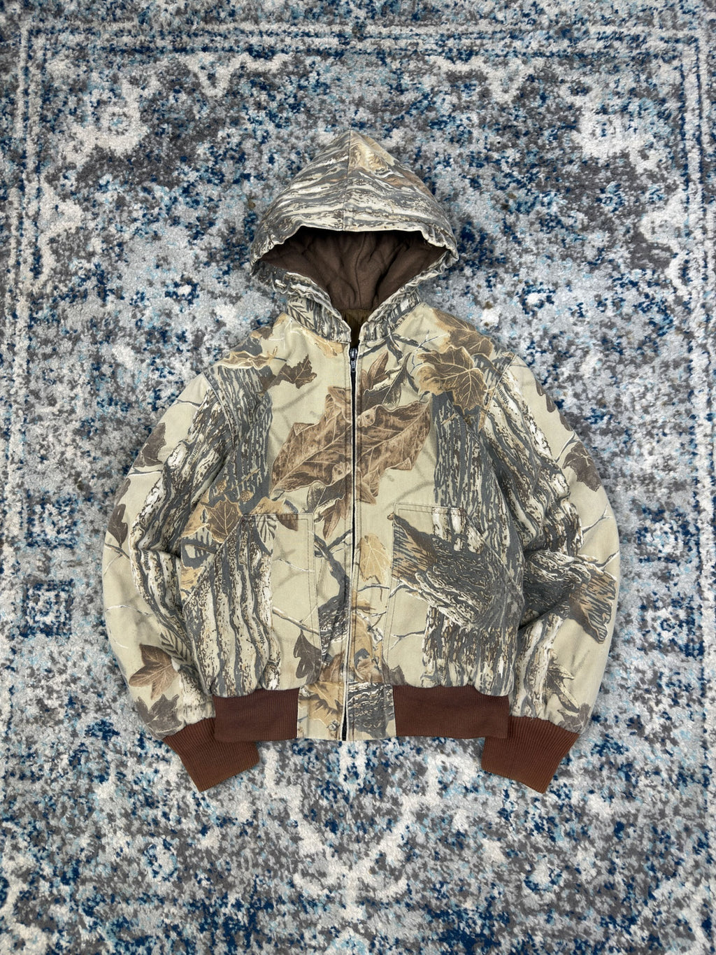 Vintage 90s Walls Realtree Hooded Workwear Bomber Jacket Size YOUTH M