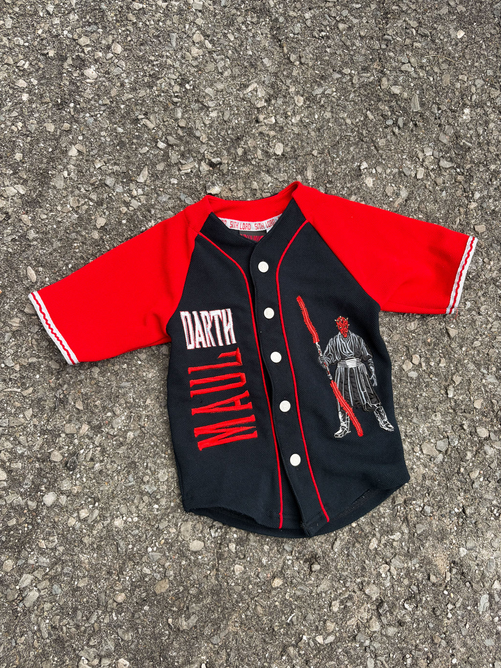 Vintage Star Wars Darth Maul Embroidered Baseball Jersey Size YOUTH 6/7